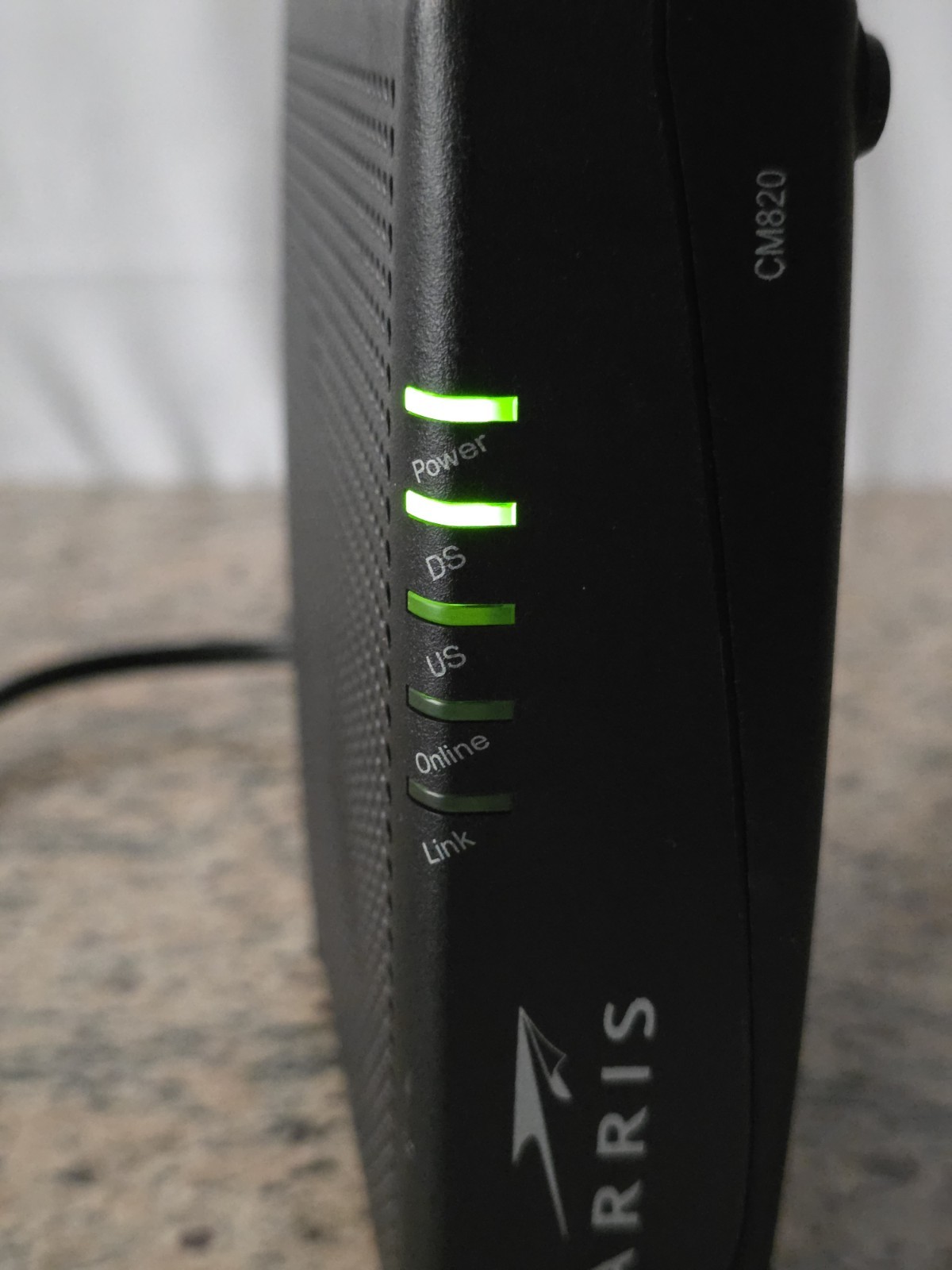 ARRIS Model: CM820A TC00DLD820 CM820A/NA DOCSIS 3.0 Cable Modem w/ Power Cord