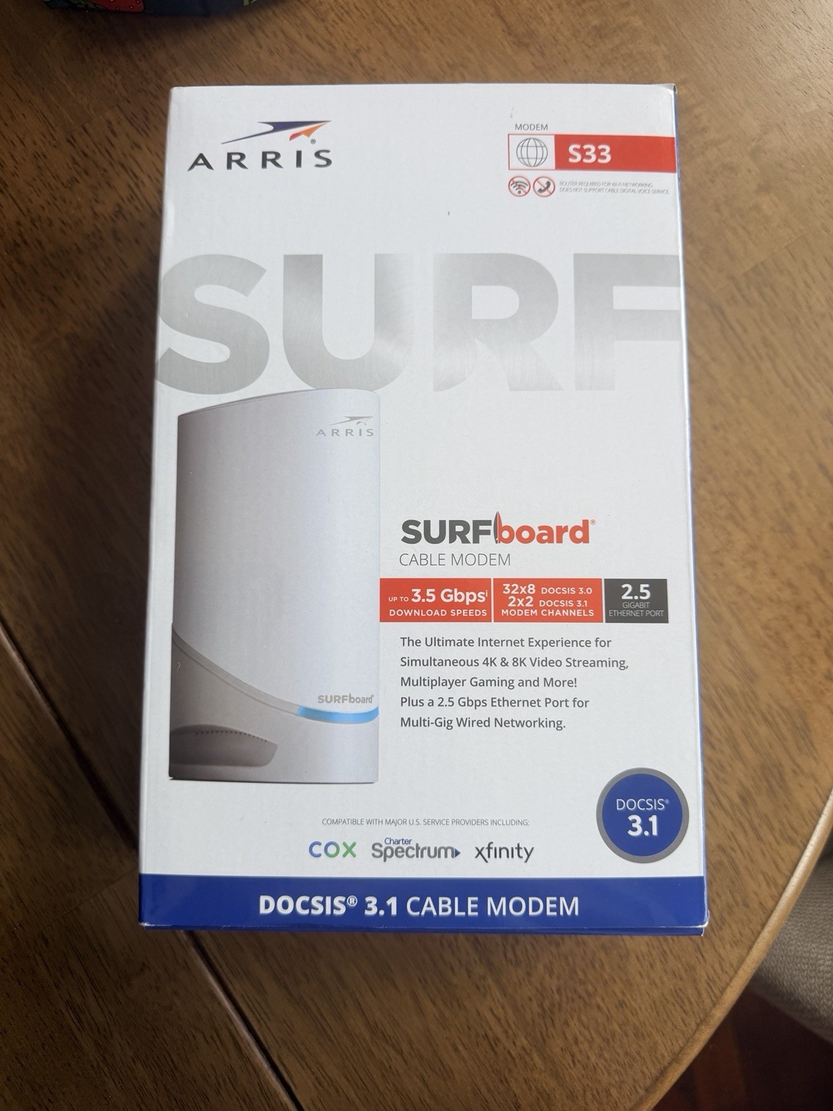 Product Photos! ARRIS SURFboard S33 DOCSIS 3.1 Cable Modem 3.5Gbps 2.5GbE 2-Port