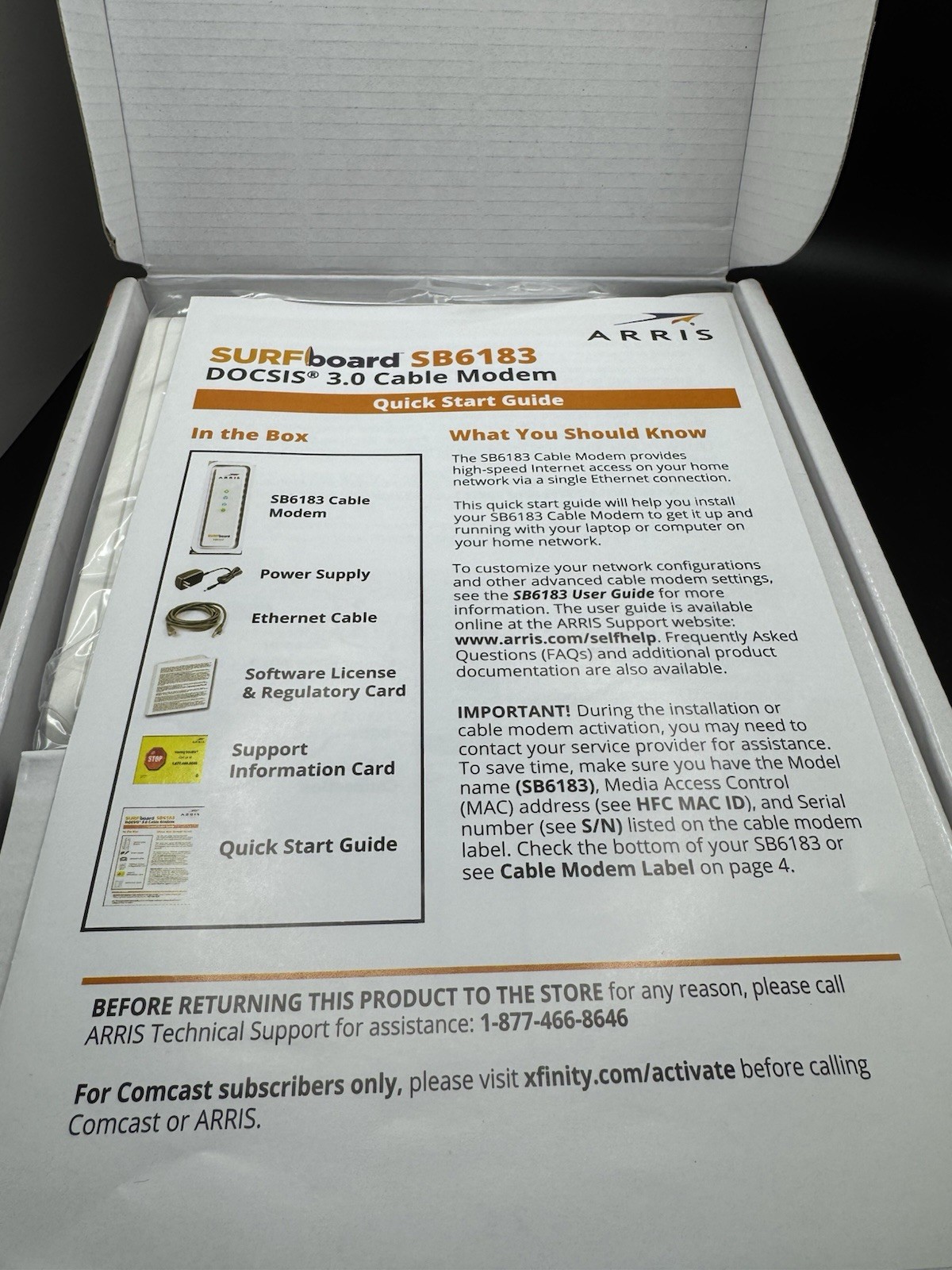 ARRIS SB6183 SURFboard DOCSIS 3.0 Cable Modem 686 Mbps 16×4 Channels NEW