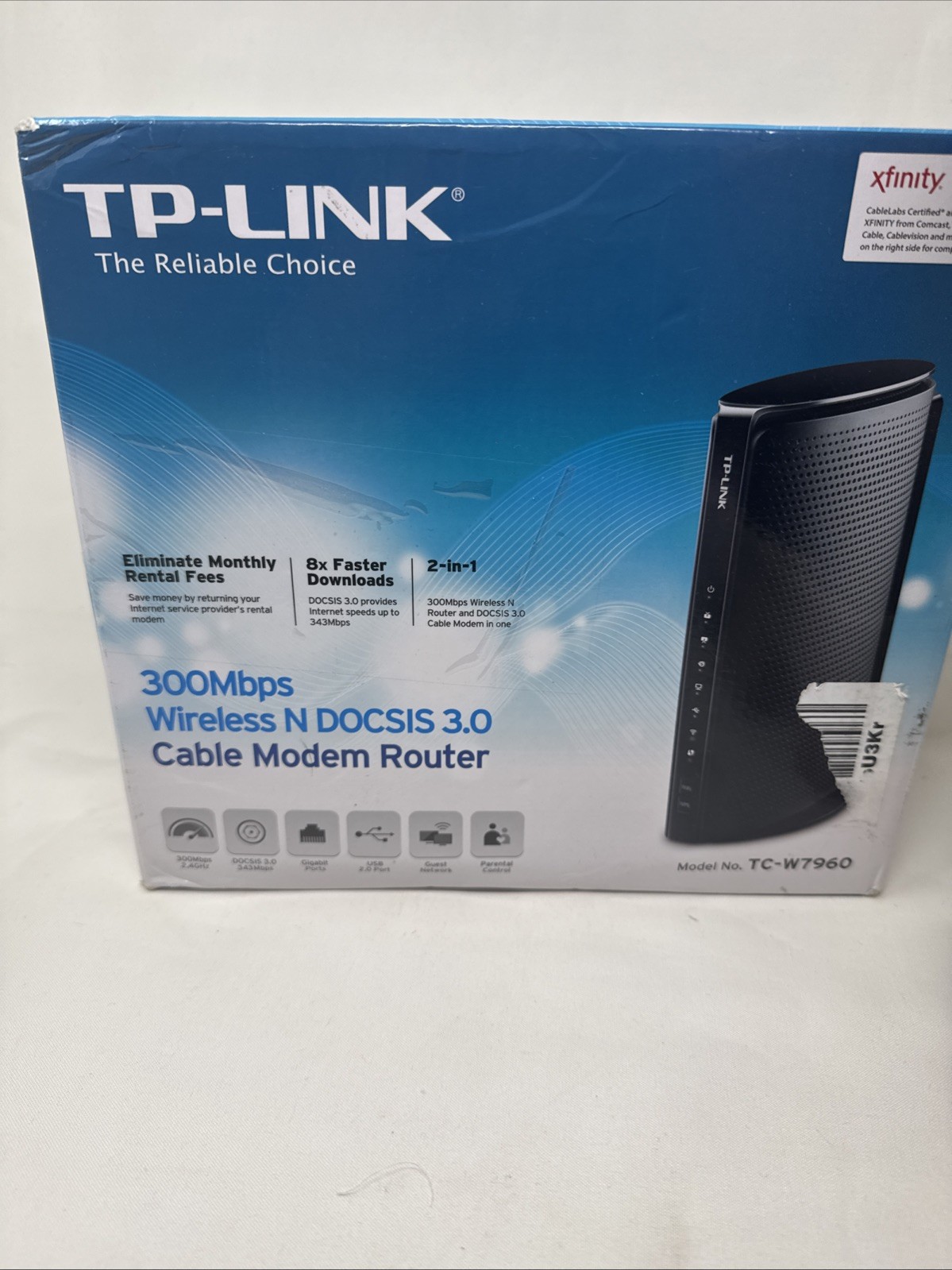 TP-Link TC-7610 300Mbps Wireless N DOCSIS 3.0 High Speed Cable Modem Gigabit NEW