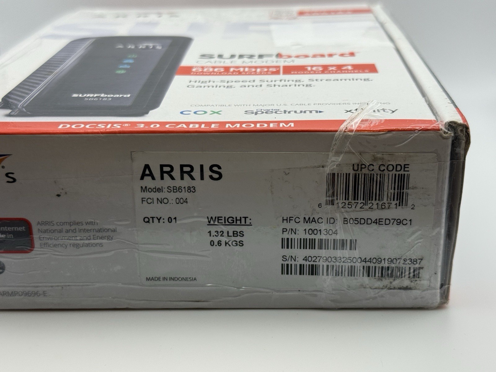 ARRIS SURFboard (16×4) DOCSIS 3.0 Cable Modem SB6183 Black 612572216712