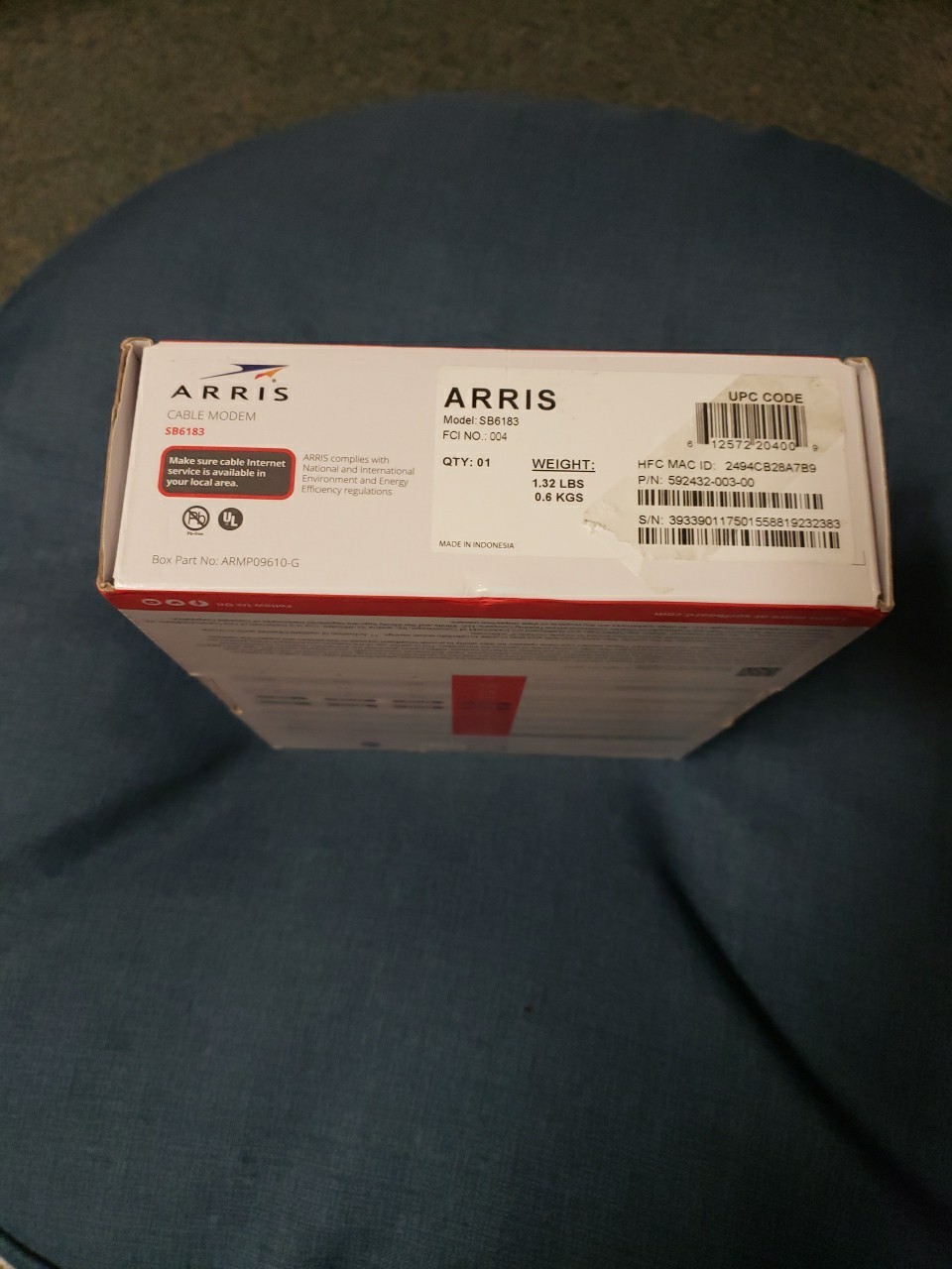 ARRIS SB6183 SURFboard DOCSIS 3.0 Cable Modem, 686Mbps, IPv4 & IPv6 Support, WHT