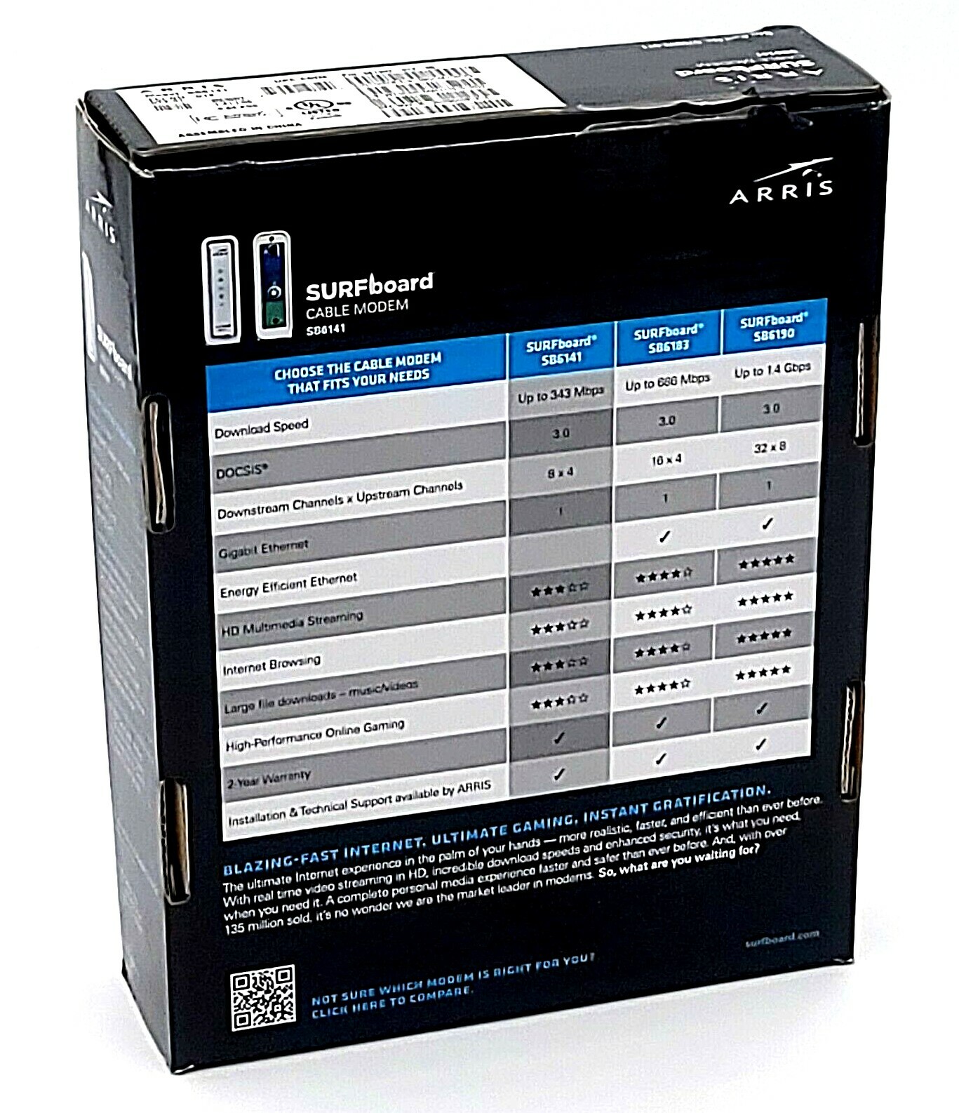 Arris SURFboard Cable Modem SB6141 DOCSIS 3.0 Ethernet Speed Up To 343 MBPS