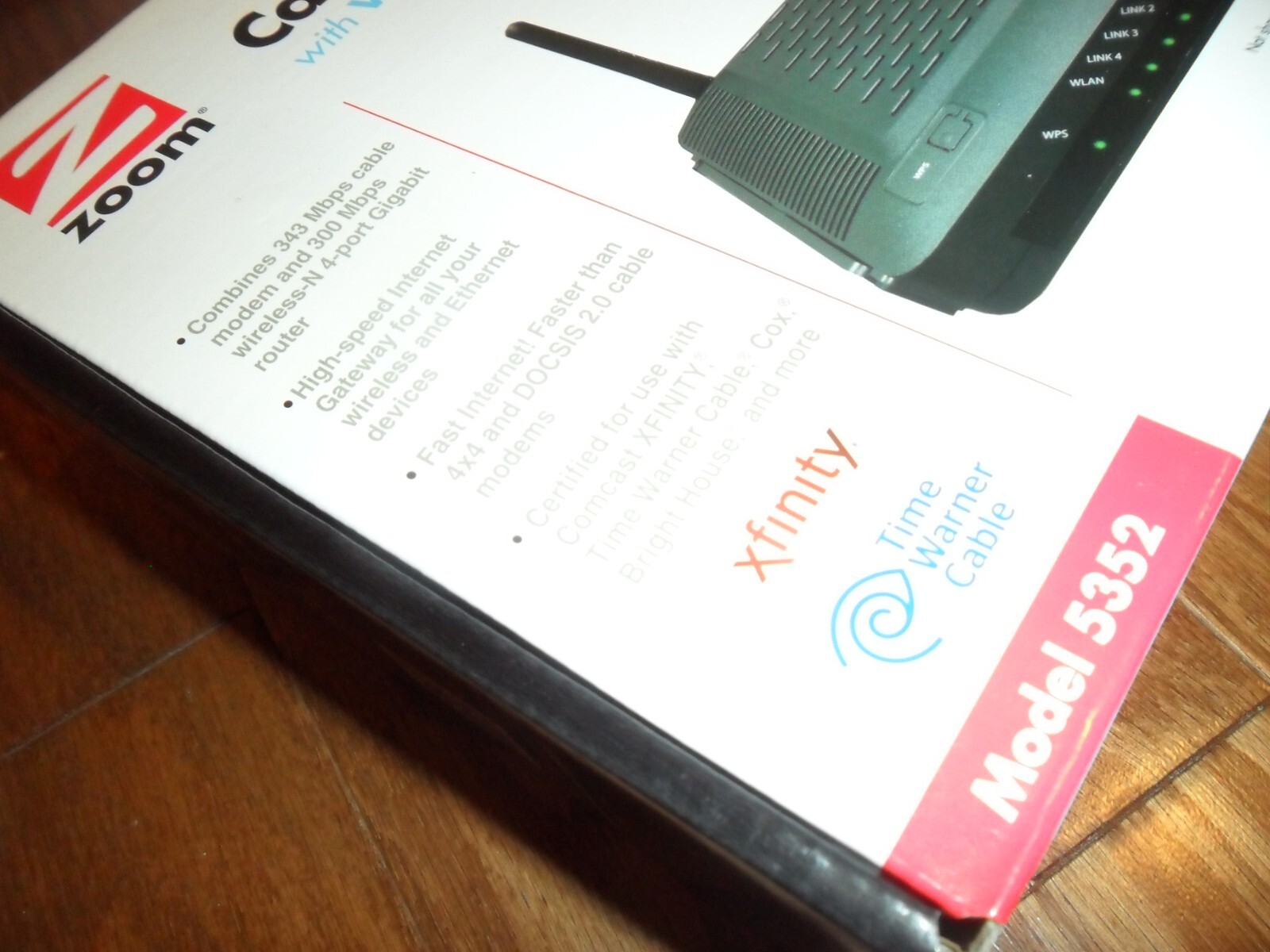 Zoom 5352 DOCSIS 343 Mbps Cable Modem/Router with Wireless-N & Gigabit Ethernet