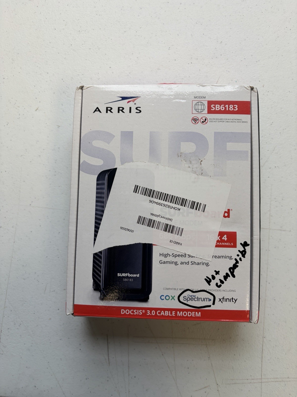 ARRIS MODEM: SURFboard® Cable Modem DOCSIS 3.0 & (SB6183) Never Used