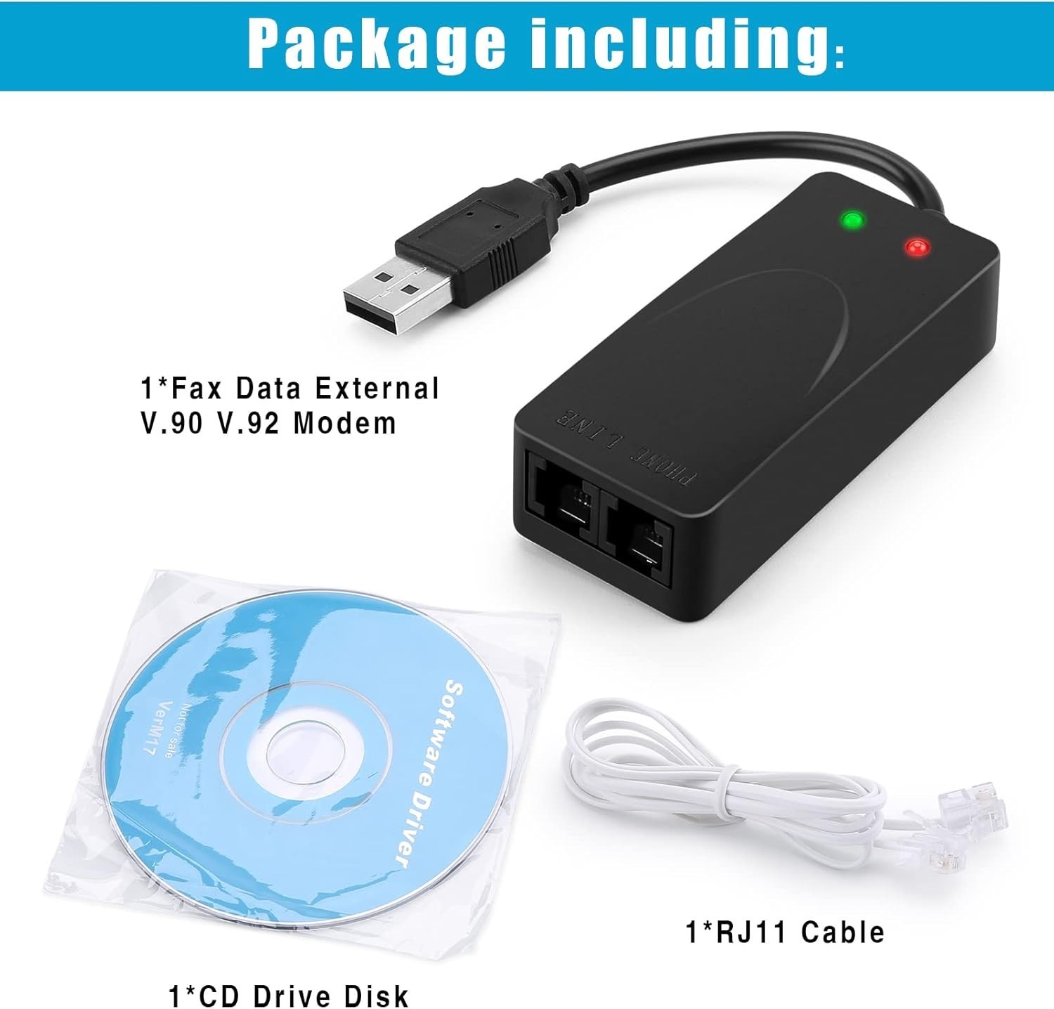 56K USB 2.0 3-in-1 Fax, Data & Voice Modem – Reliable Communication Solution