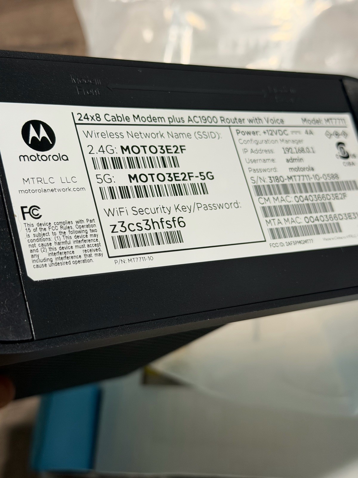 Motorola MG7550 16×4 High Speed ​​Cable Modem Plus AC1900 WiFi Router