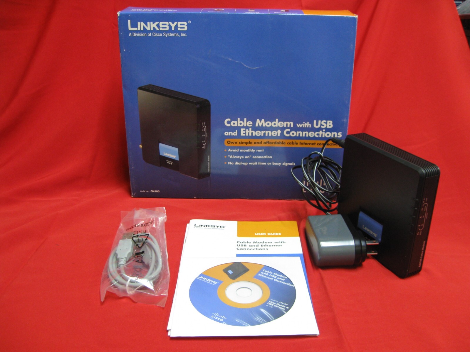 Linksys Cable Modem With USB And ETHERNET Connections Model CM100