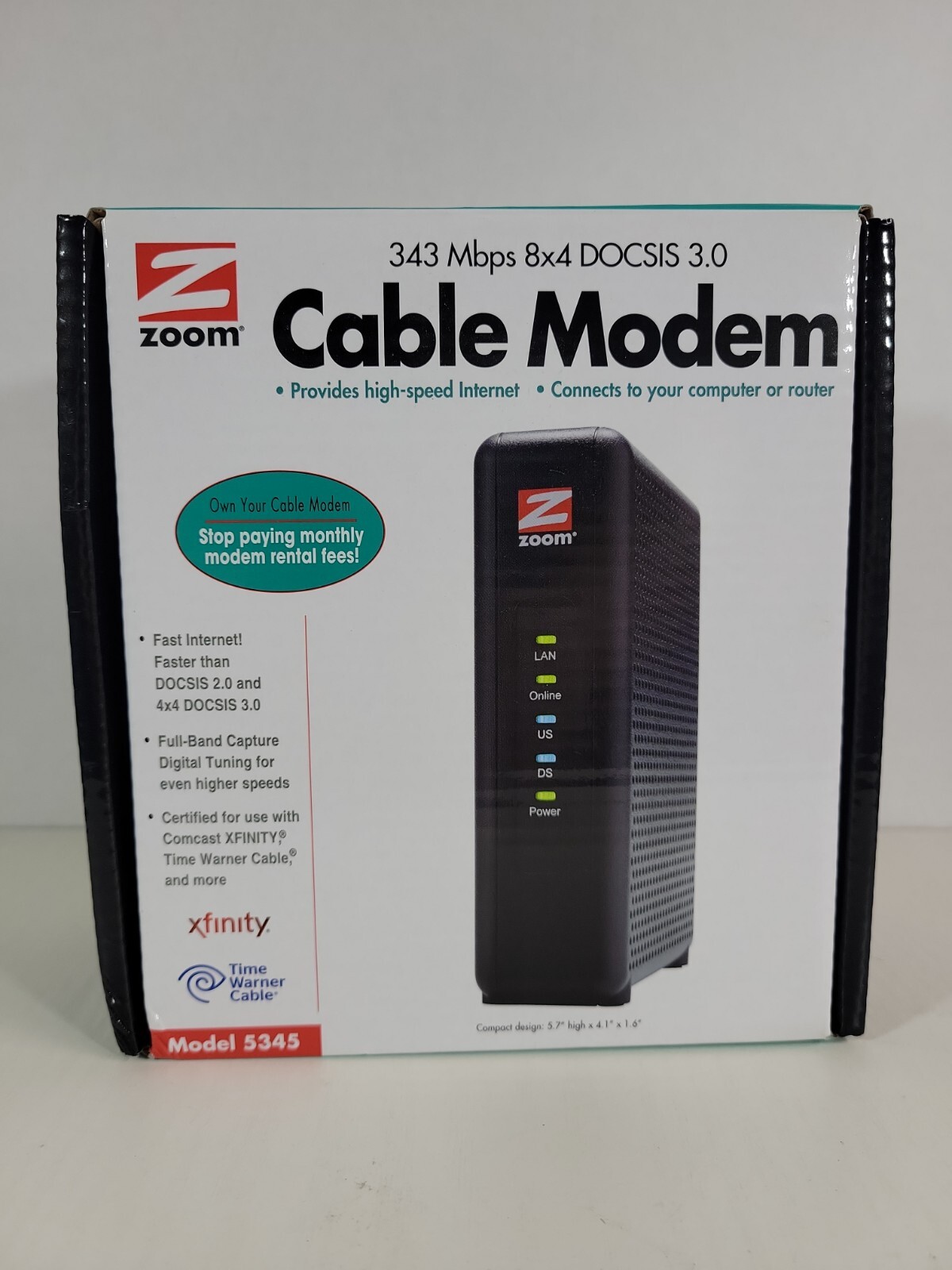 Zoom 5345 DOCSIS 3.0 343Mbps 8×4 Docsis 3.0 Cable Modem