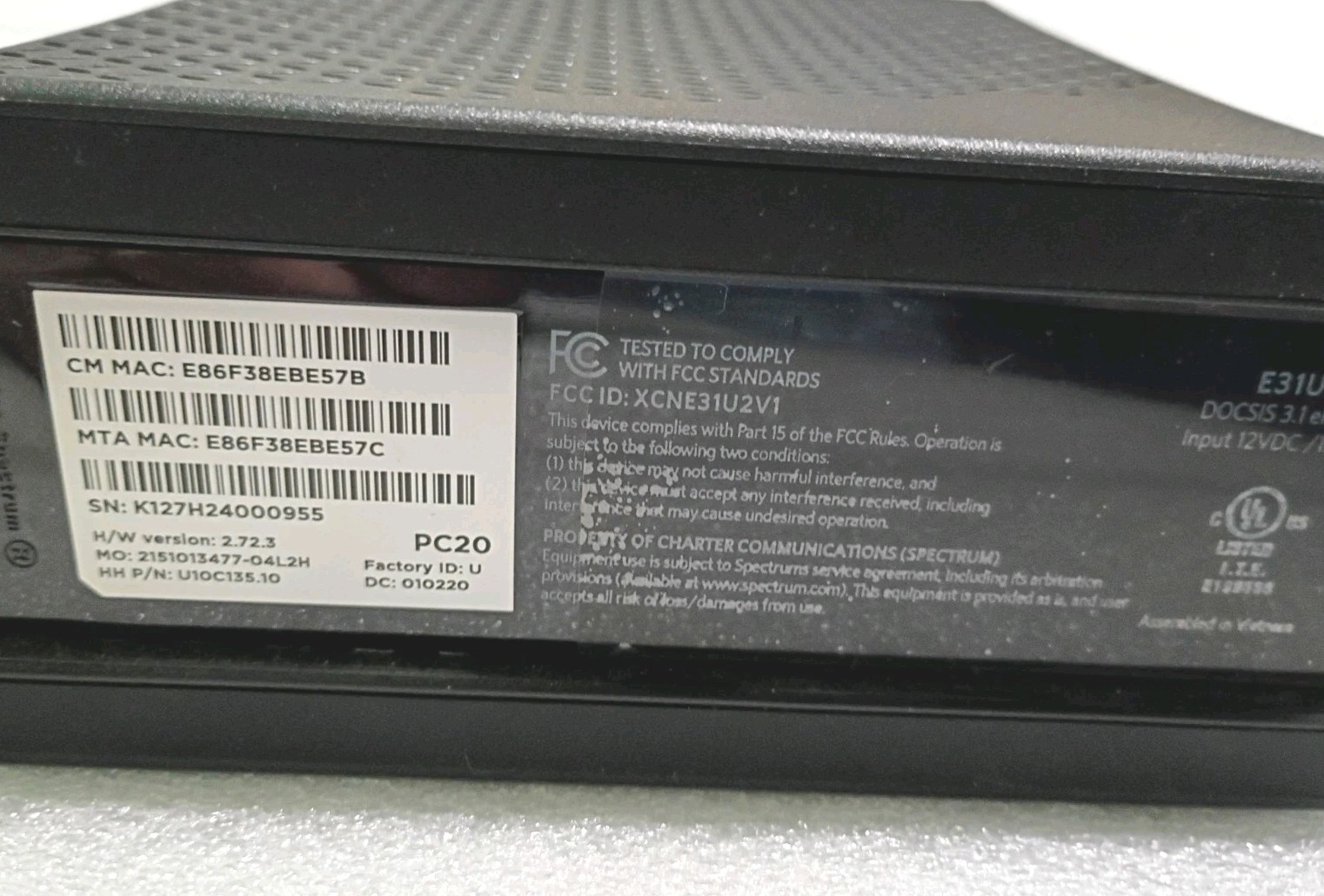 Spectrum DOCSIS 3.1 2.5G eMTA Cable Modem Router + Pack Fast 5280 + Remote Contr