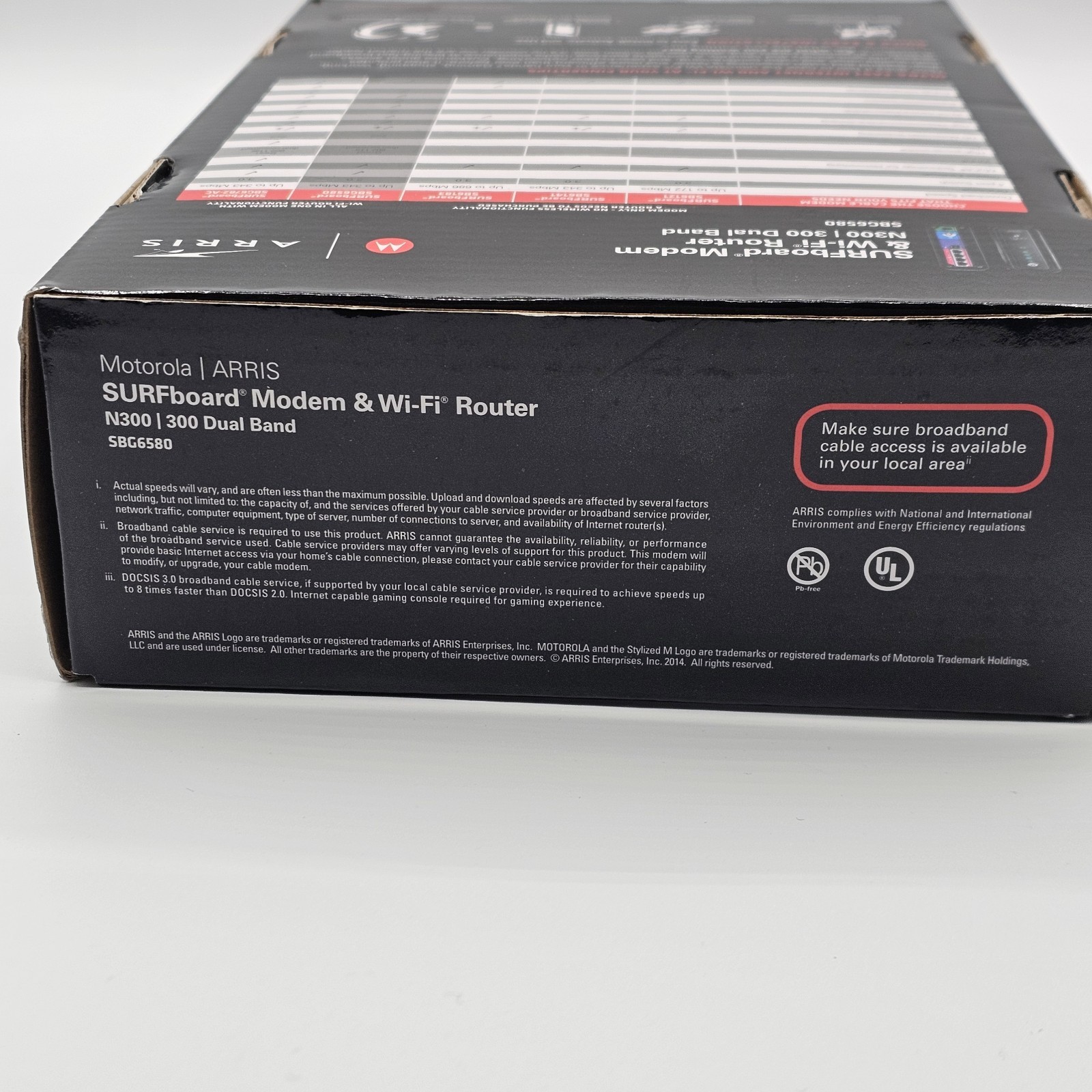 ARRIS Motorola SURFboard SBG6580 Modem & Wi-Fi Router N300 Dual Band – Powers On