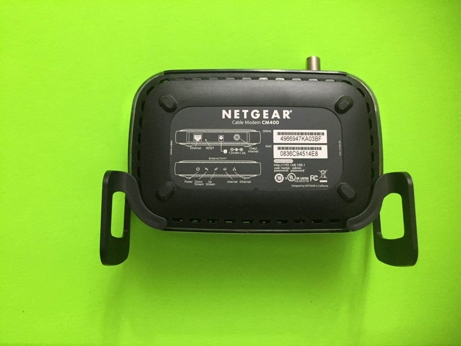 NETGEAR CM400 High Speed Cable Modem Docsis 3.0 with Power Adapter EUC