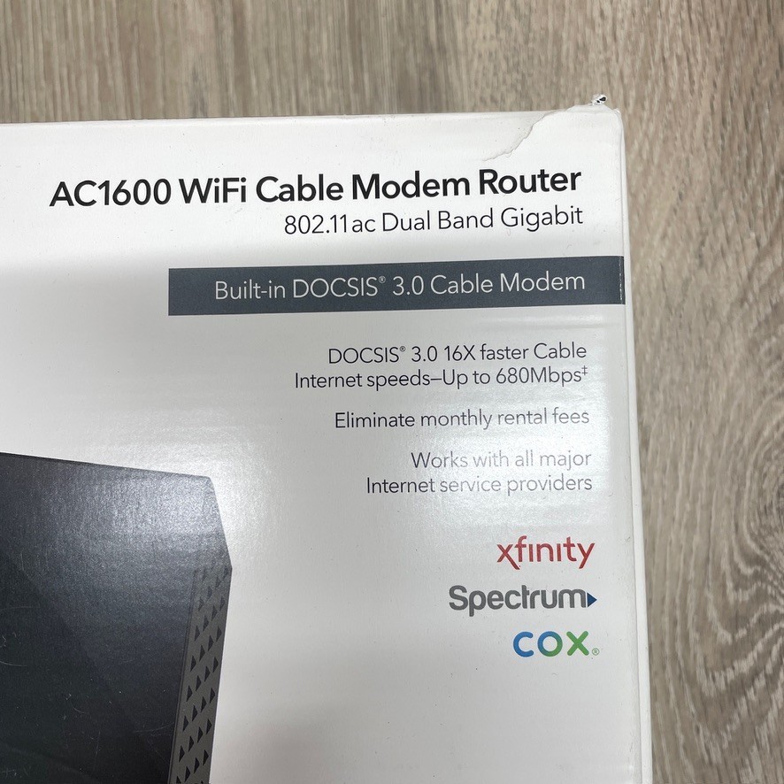 Netgear AC1600 C6250 WiFi Cable Modem Router DOCSIS 3.0 Dual Band Gigabit 802.11