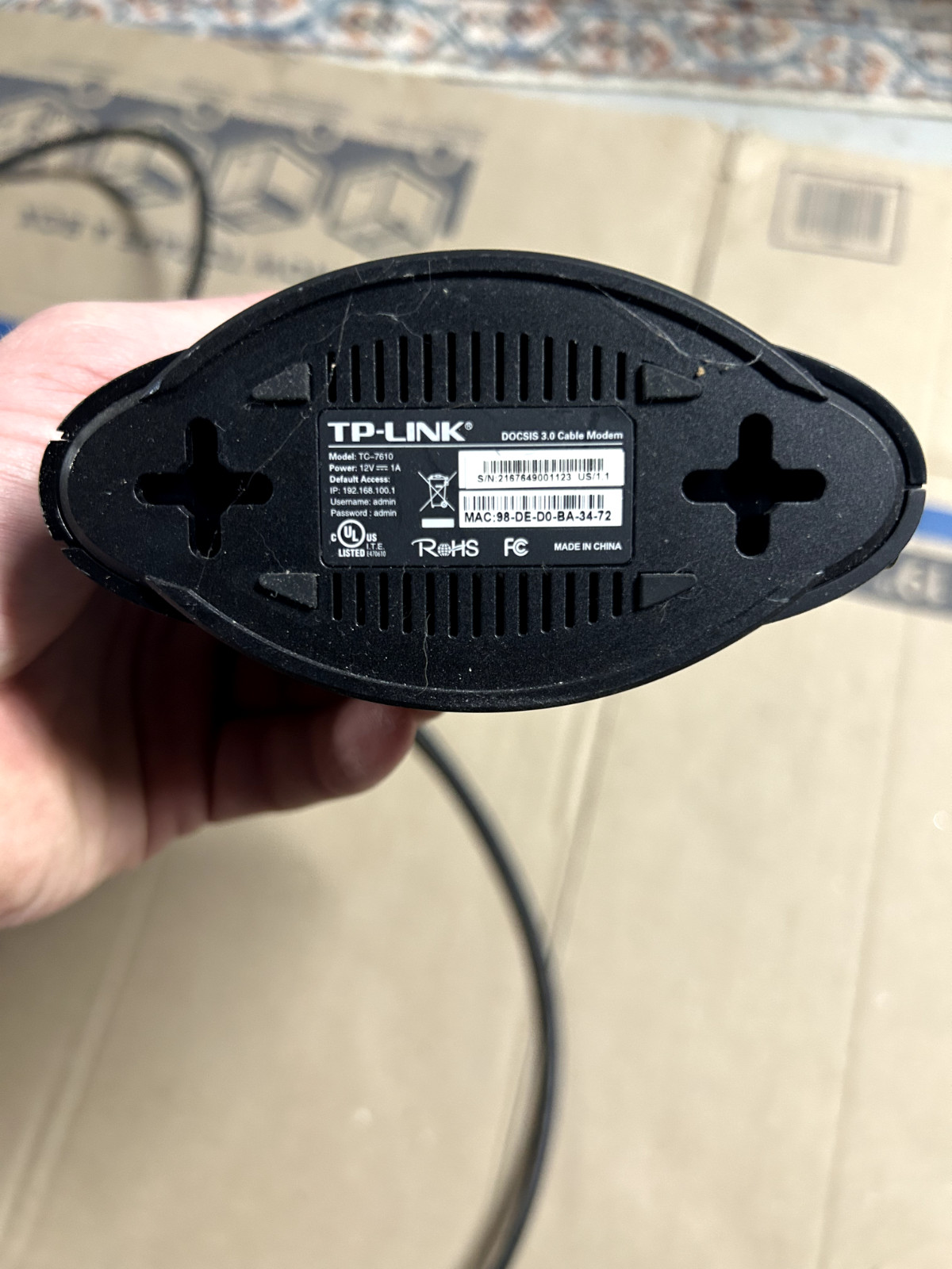TP-LINK TC-7610 DOCSIS 3.0 Cable Modem Model: TC-7610
