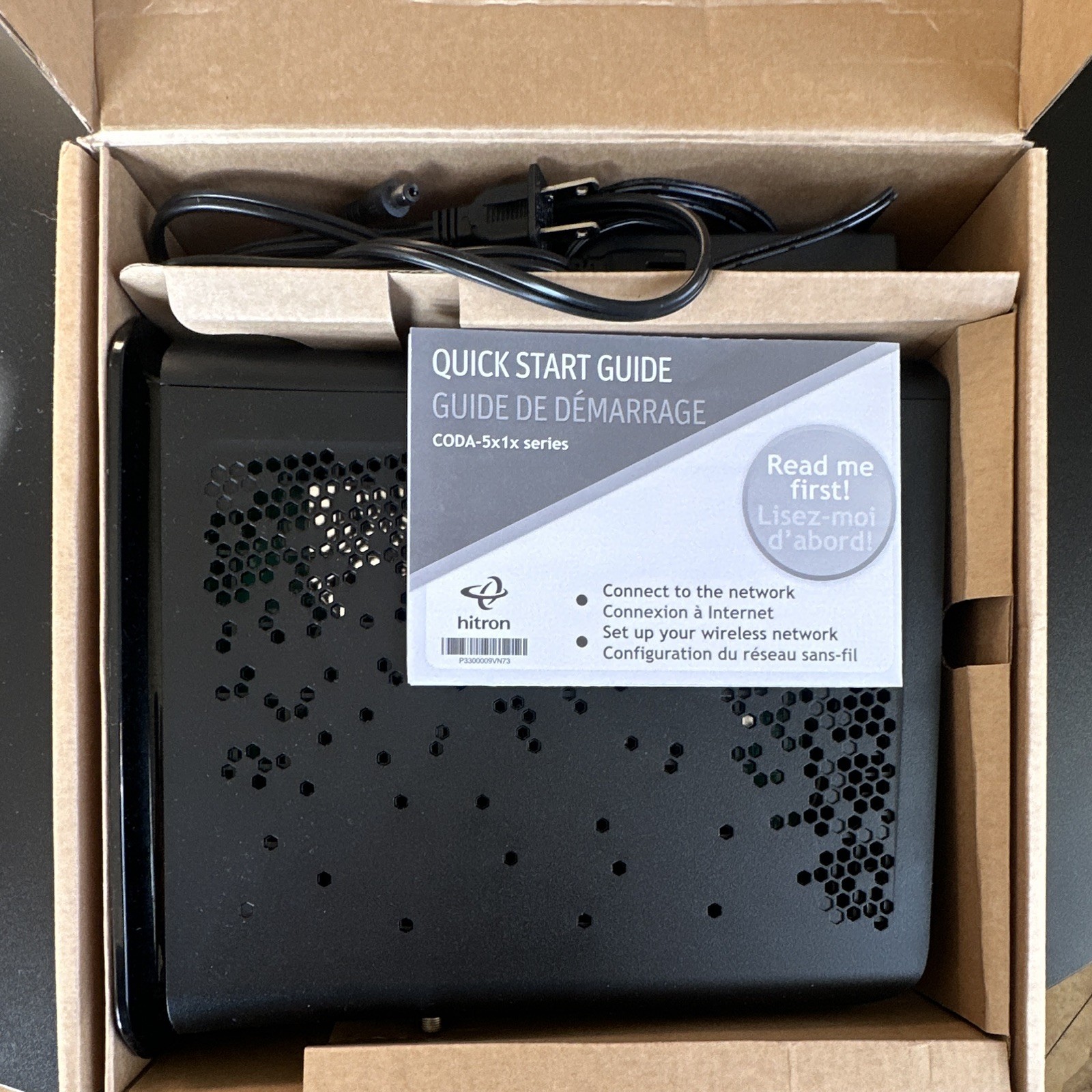 Hitron CODA-5×1 Series Cable Modem Router, Black, Power Adapter & Guide