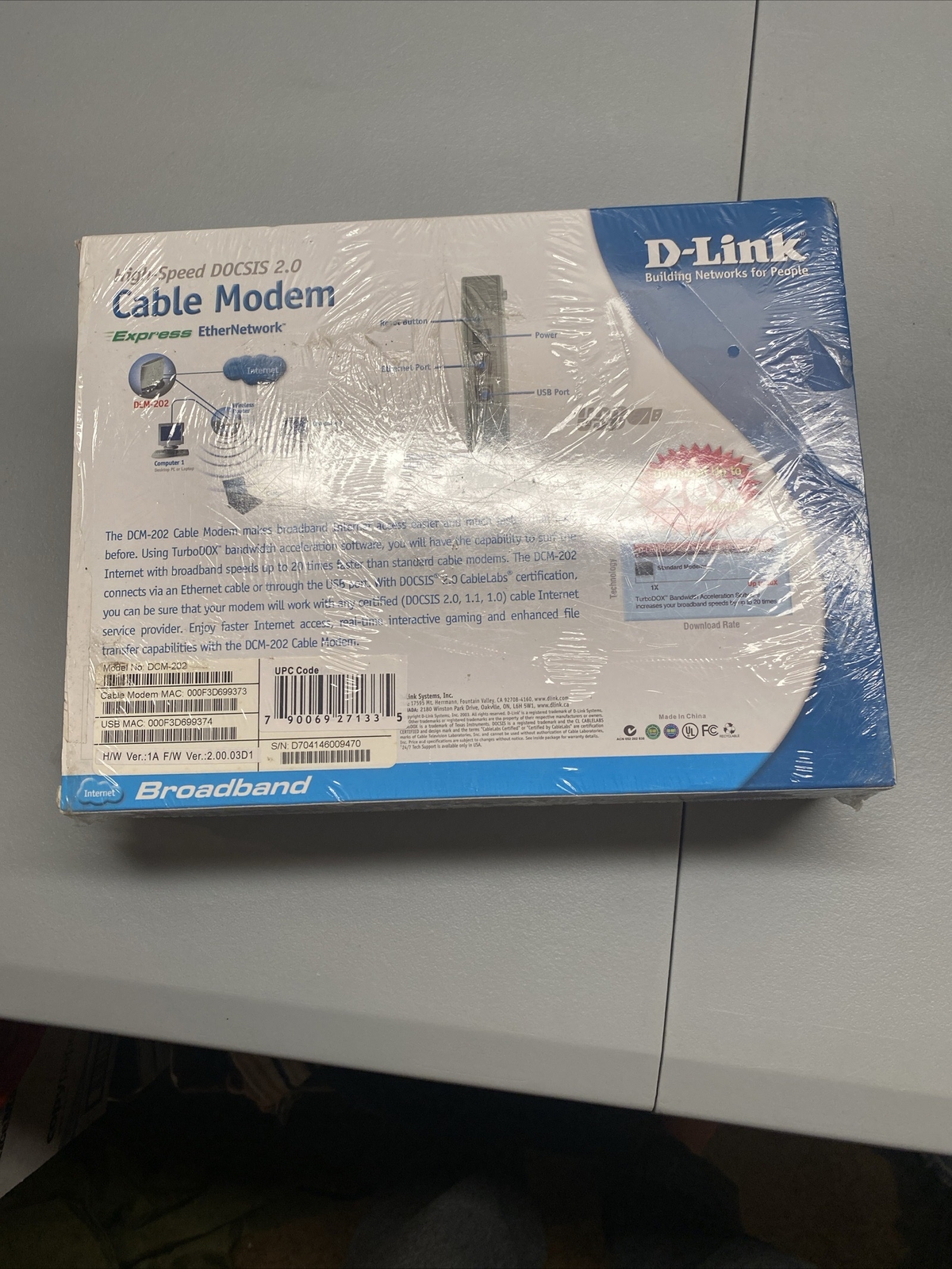 D-Link DCM-202 High-Speed DOCSIS 2.0 USB and Ethernet Connectivity Cable Modem
