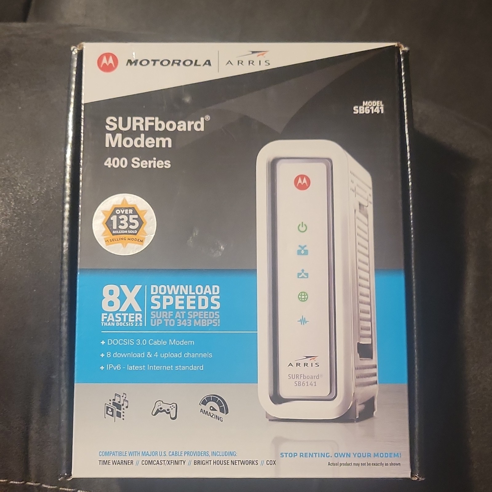 Motorola ARRIS SURFboard SB6141 DOCSIS 3.0 Cable Modem 343 Mbps White