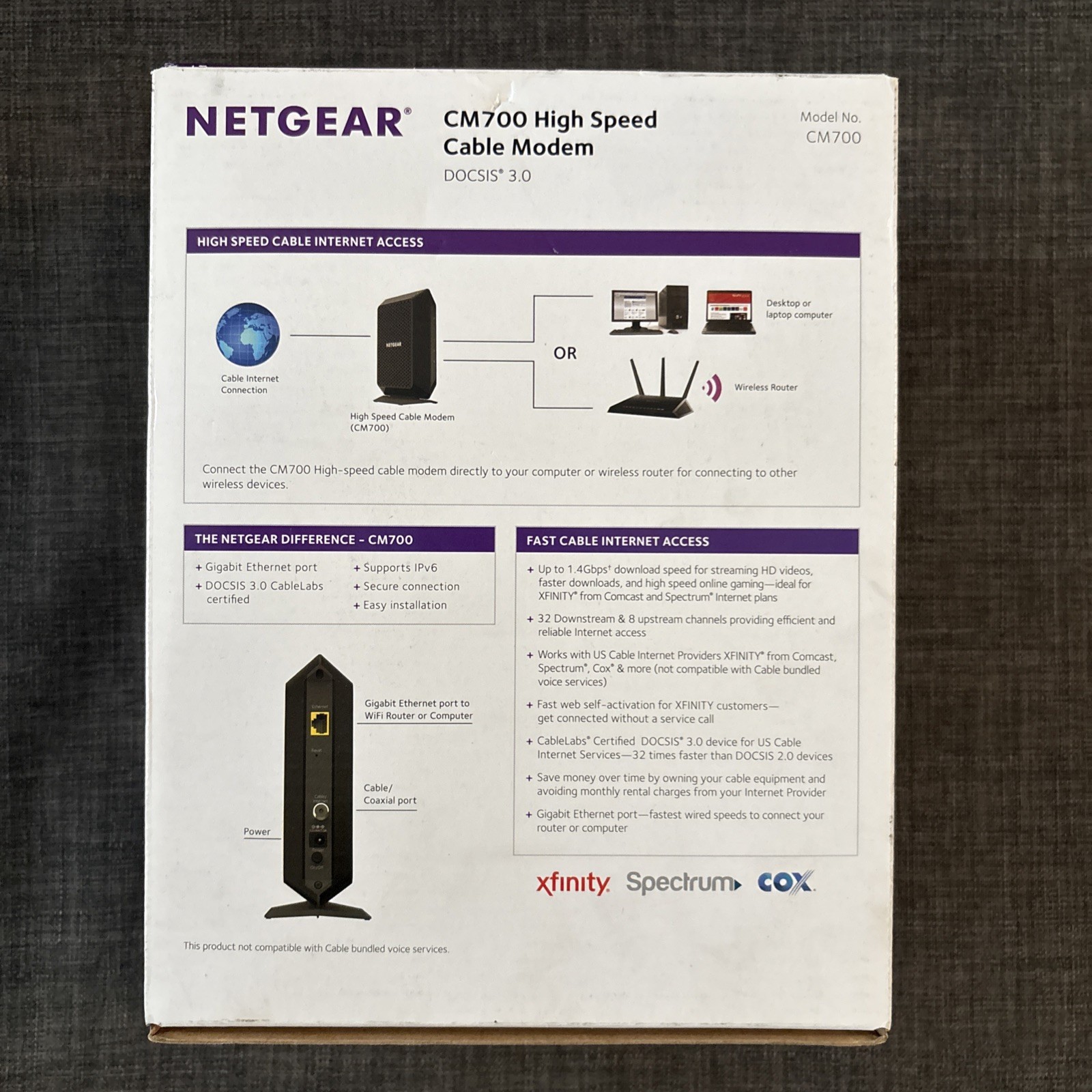 NETGEAR CM700-100NAS Cable Modem