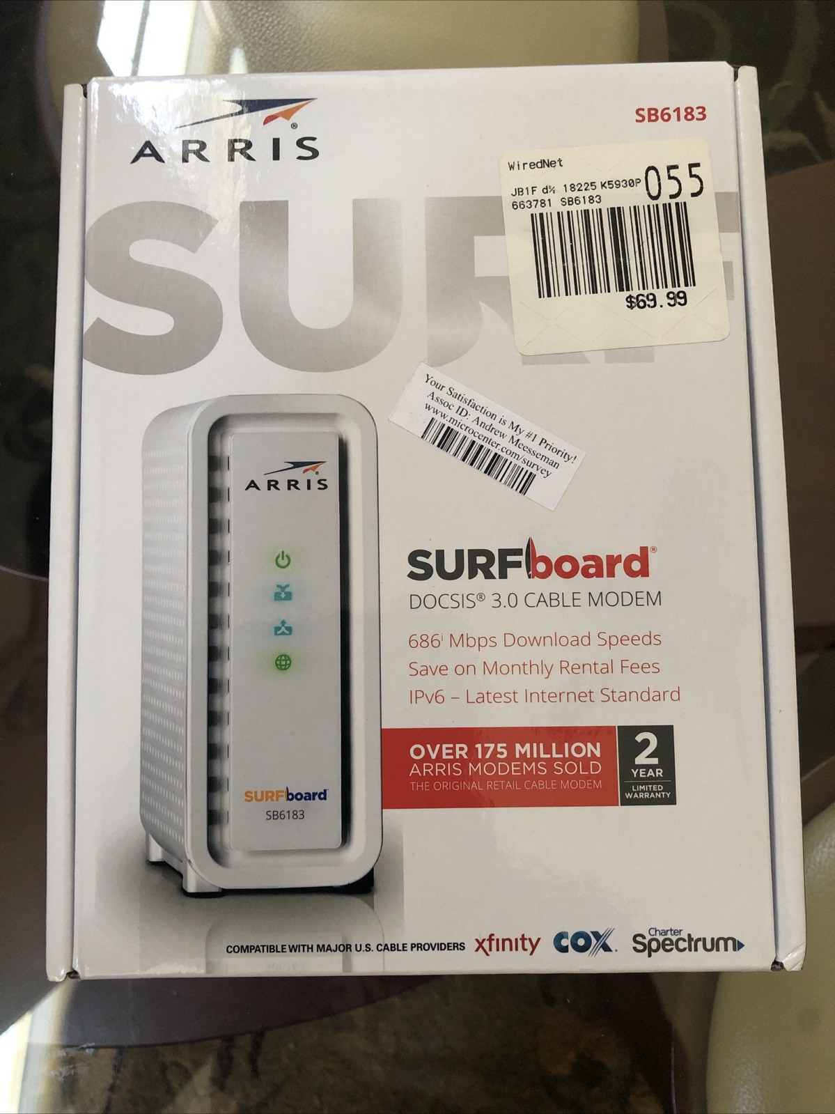 ARRIS SURFboard SB6183 DOCSIS 3.0 Cable Modem , Approved for Comcast Xfinity, Co