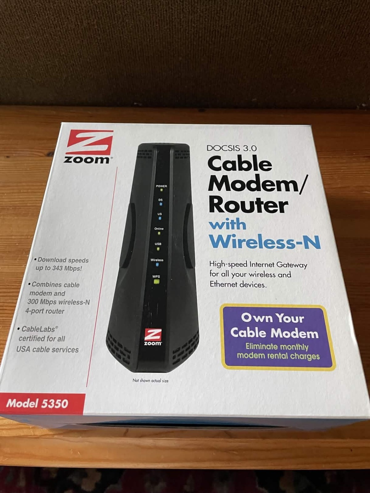 Zoom DOCSIS 3.0 Cable Modem/Router w/Wireless-N Model 5350 343MBPS Download