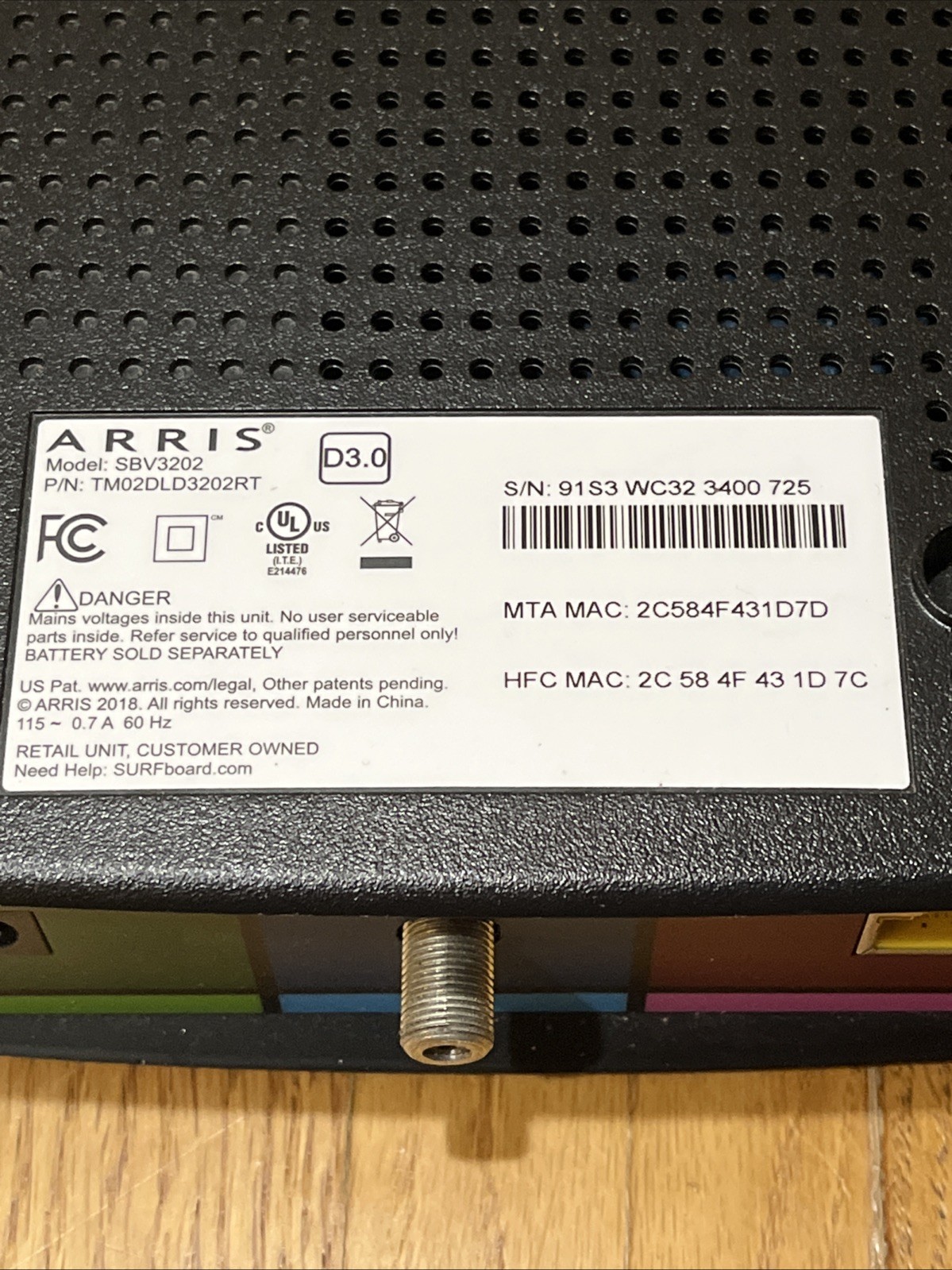 ARRIS SURFboard SBV3202 32×8 Docsis 3.0 Black Cable Modem Computer Internet