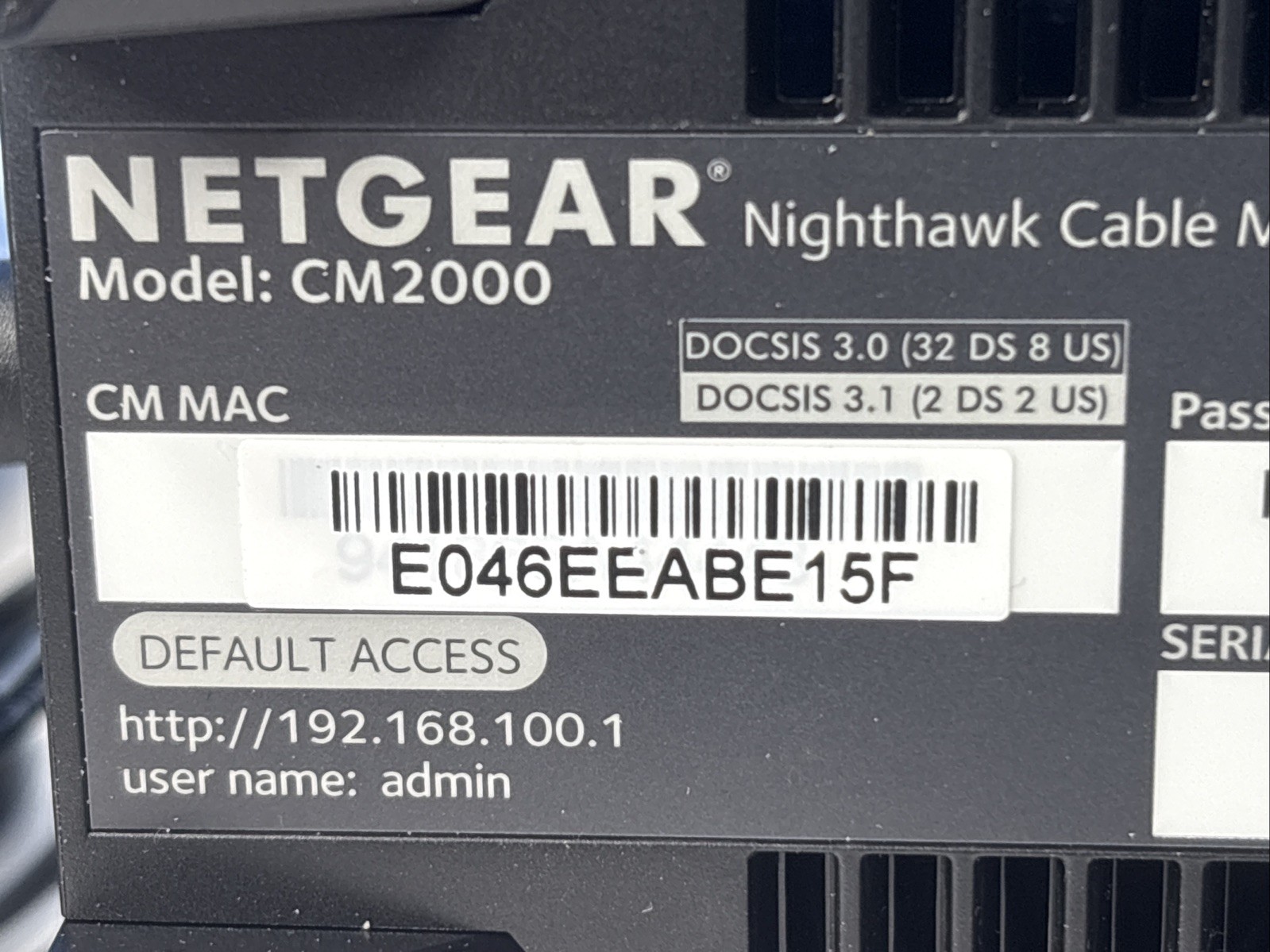 Netgear Nighthawk CM2000 2.5Gbps Cable Modem – DOCSIS 3.1