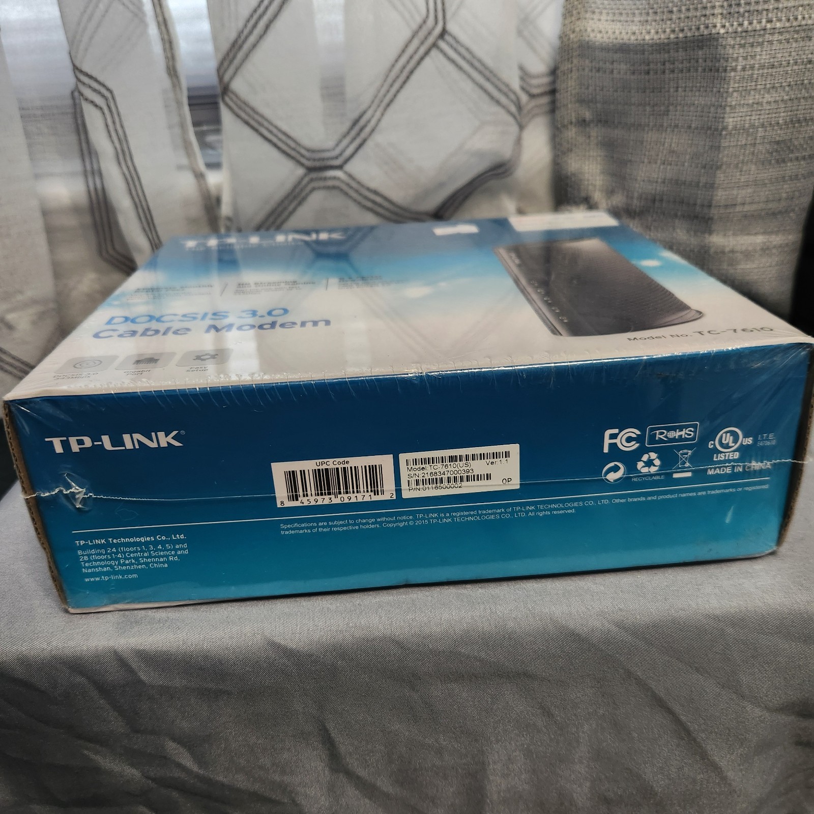 TP-Link TC-7610 DOCSIS 3.0 Cable Modem 343Mbps Gigabit Port Brand New Sealed