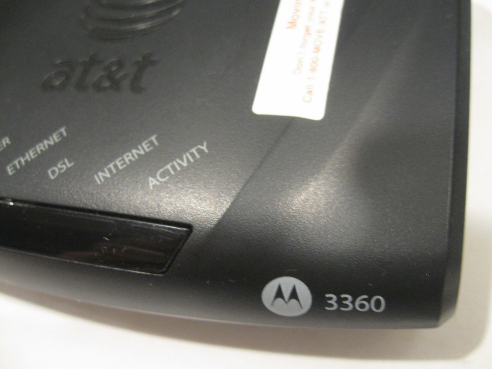 AT&T High Speed DSL Modem, power cord, and box: 3360, 58111-003-00