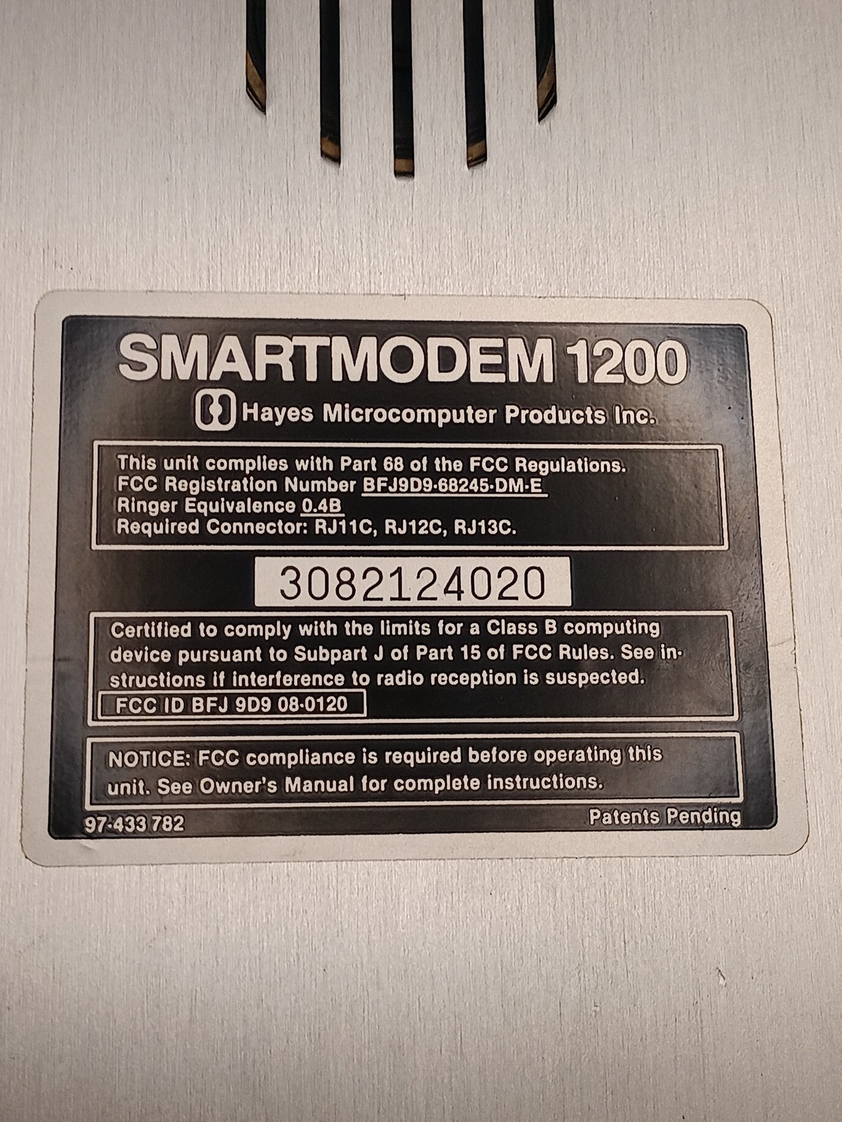 Hayes Smartmodem 1200 Vintage External Modem Silver Black
