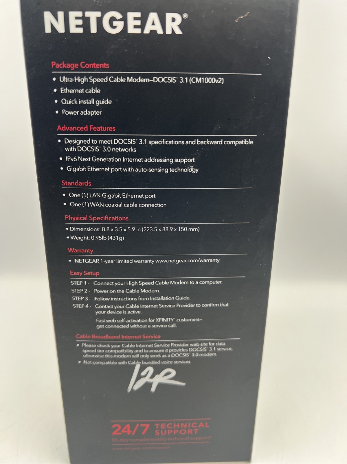 NETGEAR Nighthawk DOCSIS 3.1 Cable Modem CM1000-100NAS new
