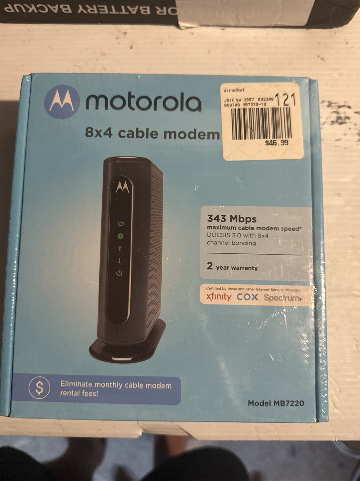NEW SEALED Motorola MB7220-10 8×4 343Mbps DOCSIS 3.0 Cable Modem