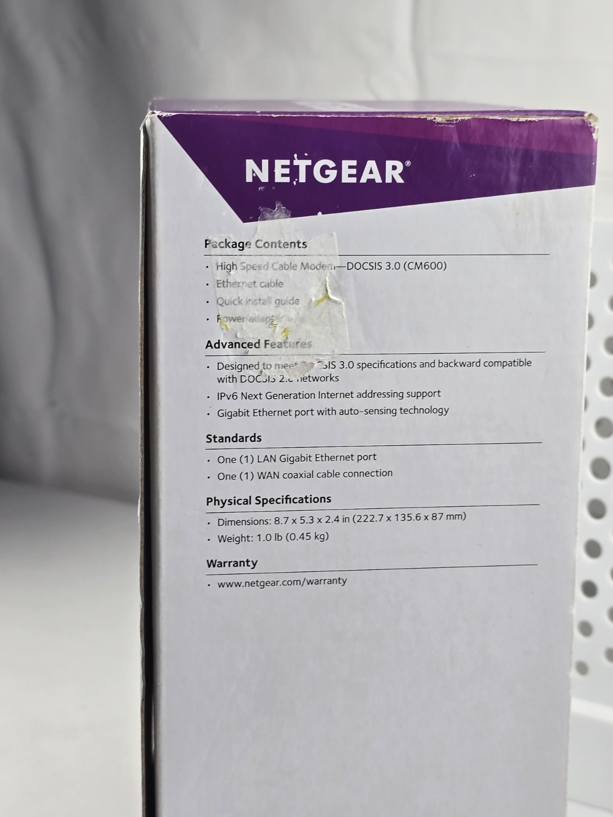 Netgear CM600 Docsis 3.0 Cable Modem. Max Download Speeds Of 960mbps.
