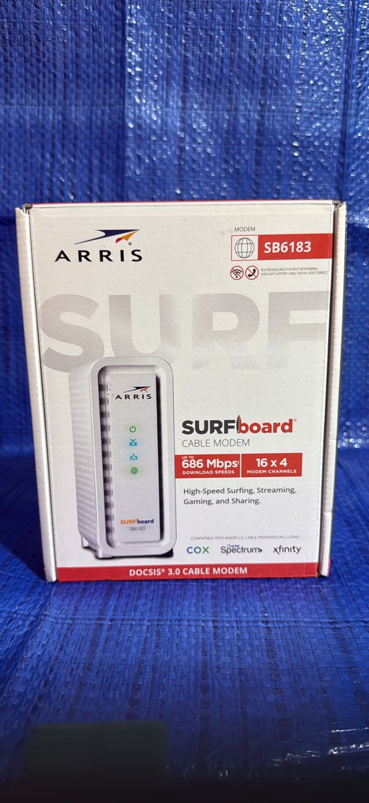 ARRIS SURFboard SB6183 DOCSIS 3.0 16×4 Gigabit Cable Modem, 686 Mbps NEW