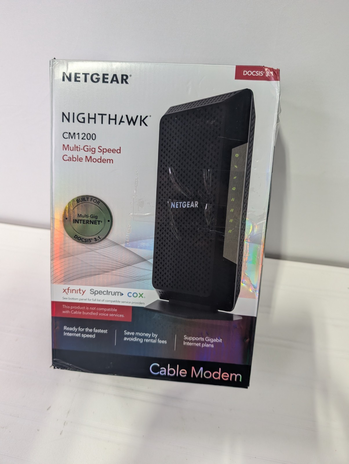 NETGEAR Nighthawk CM1200 DOCSIS 3.1 Multi-Gig Speed Cable Modem Ethernet Black
