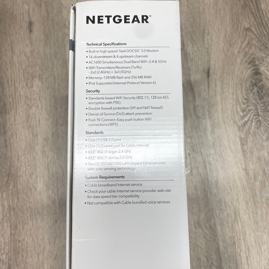 Netgear AC1600 C6250 WiFi Cable Modem Router DOCSIS 3.0 Dual Band Gigabit 802.11