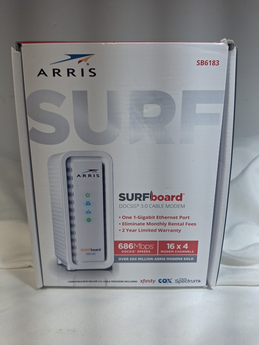 ARRIS SB6183 686 Mbps Cable Modem, White – 686 Mbps Open Box☘️
