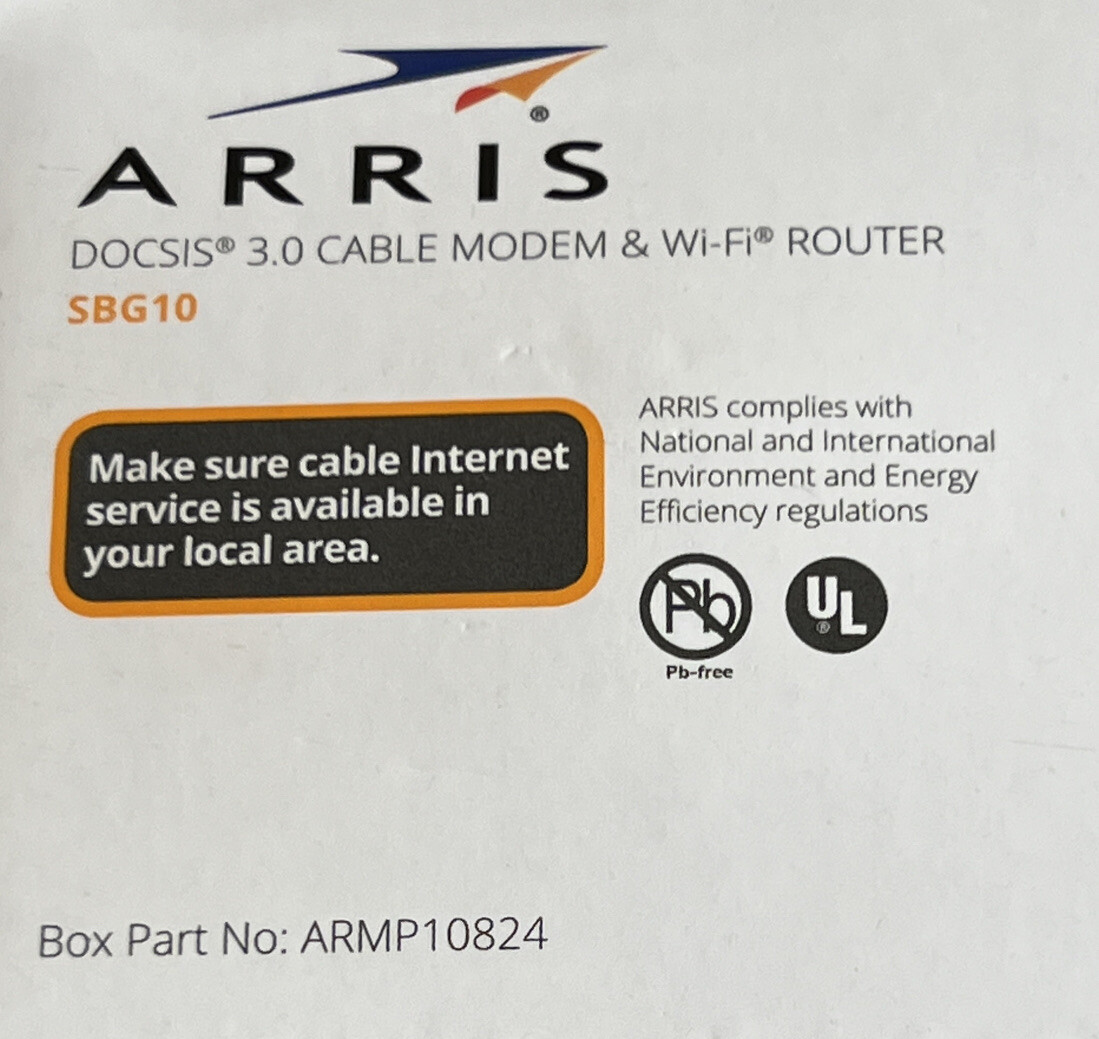 Arris Cable Modem Wifi Router SURFboard Docsis 3.0 AC1600 Mbps SBG10
