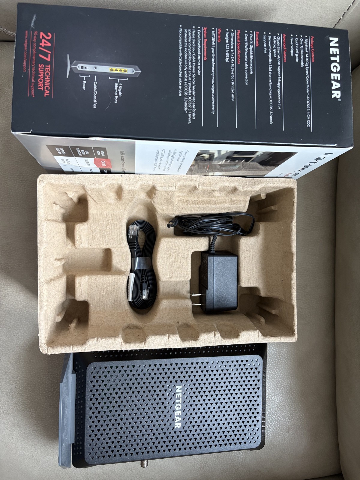 NETGEAR Nighthawk CM1200-100NAS DOCSIS 3.1 Cable Modem Pre-Owned Excellent Cond.