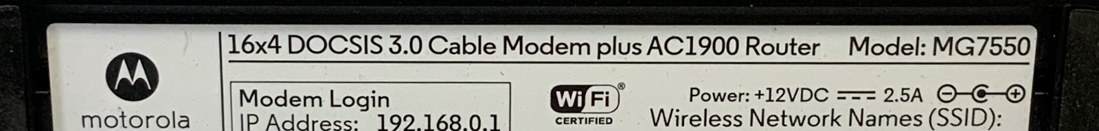 Motorola MG7550 Dual-Band 16×4 DOCSIS 3.0 Cable Modem plus AC1900 Router, E3C
