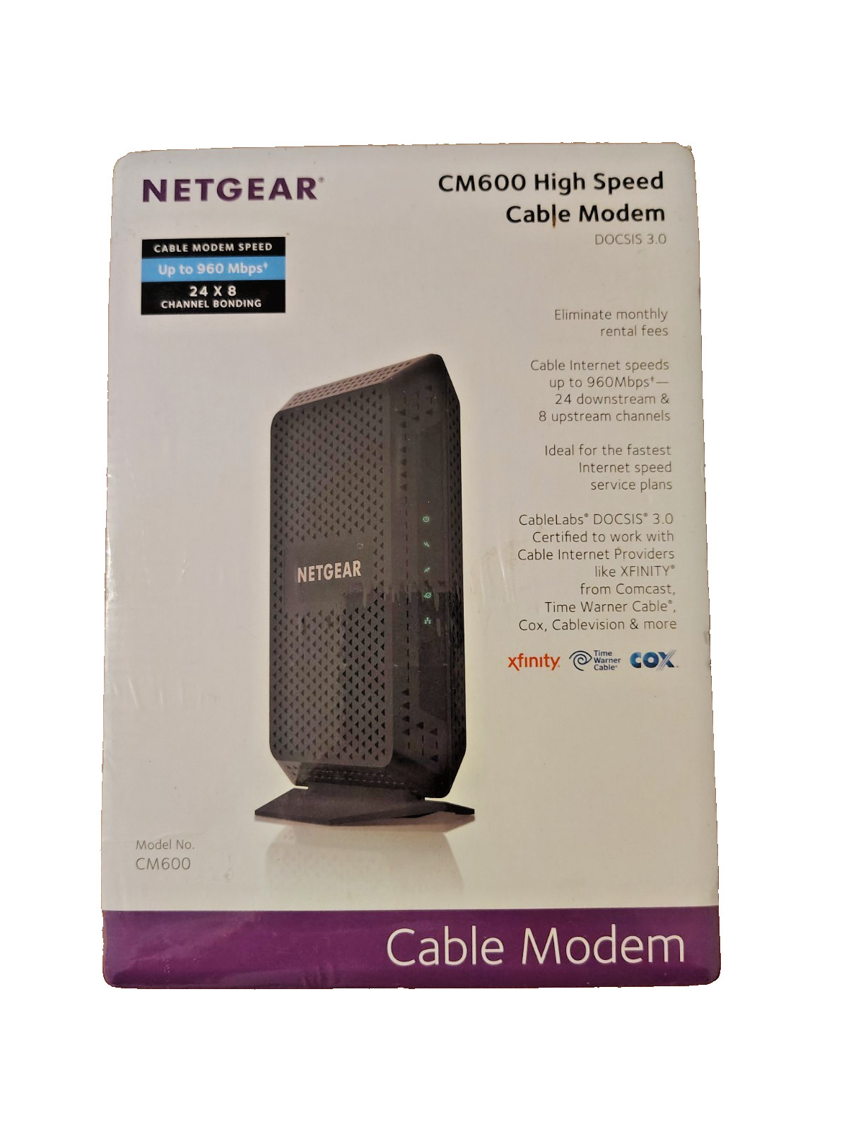 NEW NETGEAR CM600 Cable Modem DOCSIS 3.0 Xfinity Spectrum Cox Fast Shipping