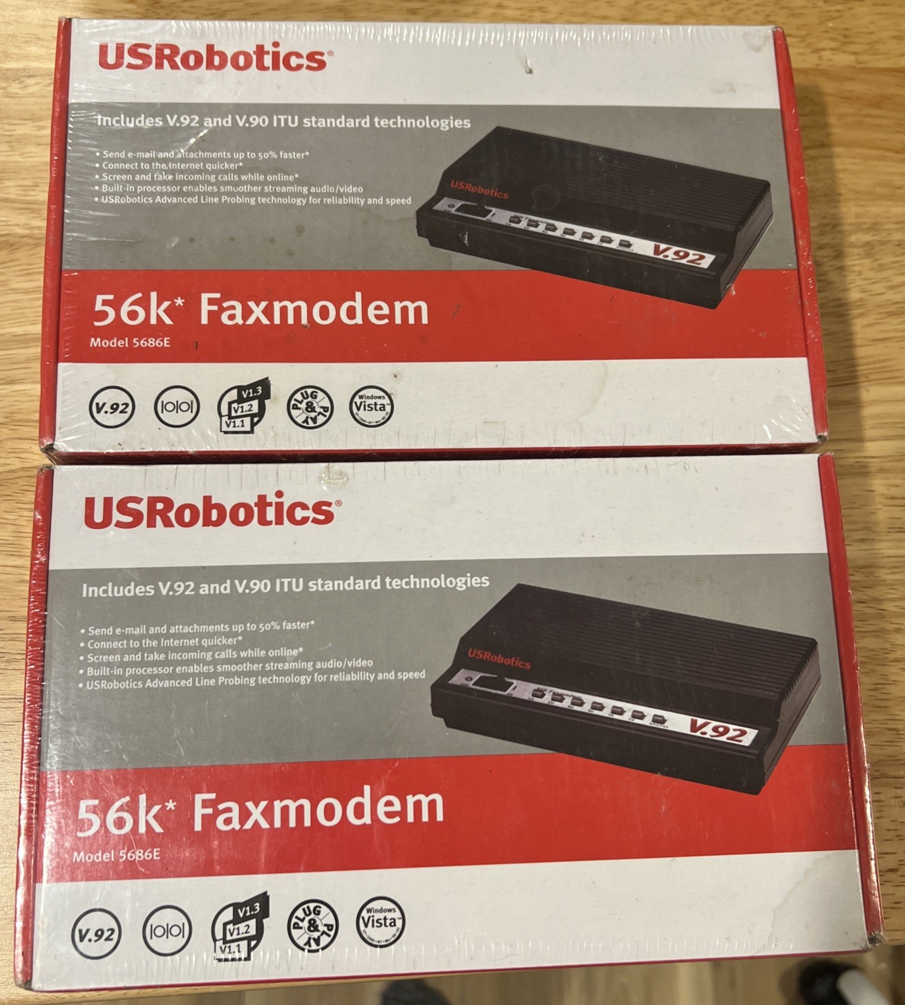Lot of 2 – US Robotics V.92 USR5686E External Modem + Fax Still sealed. New