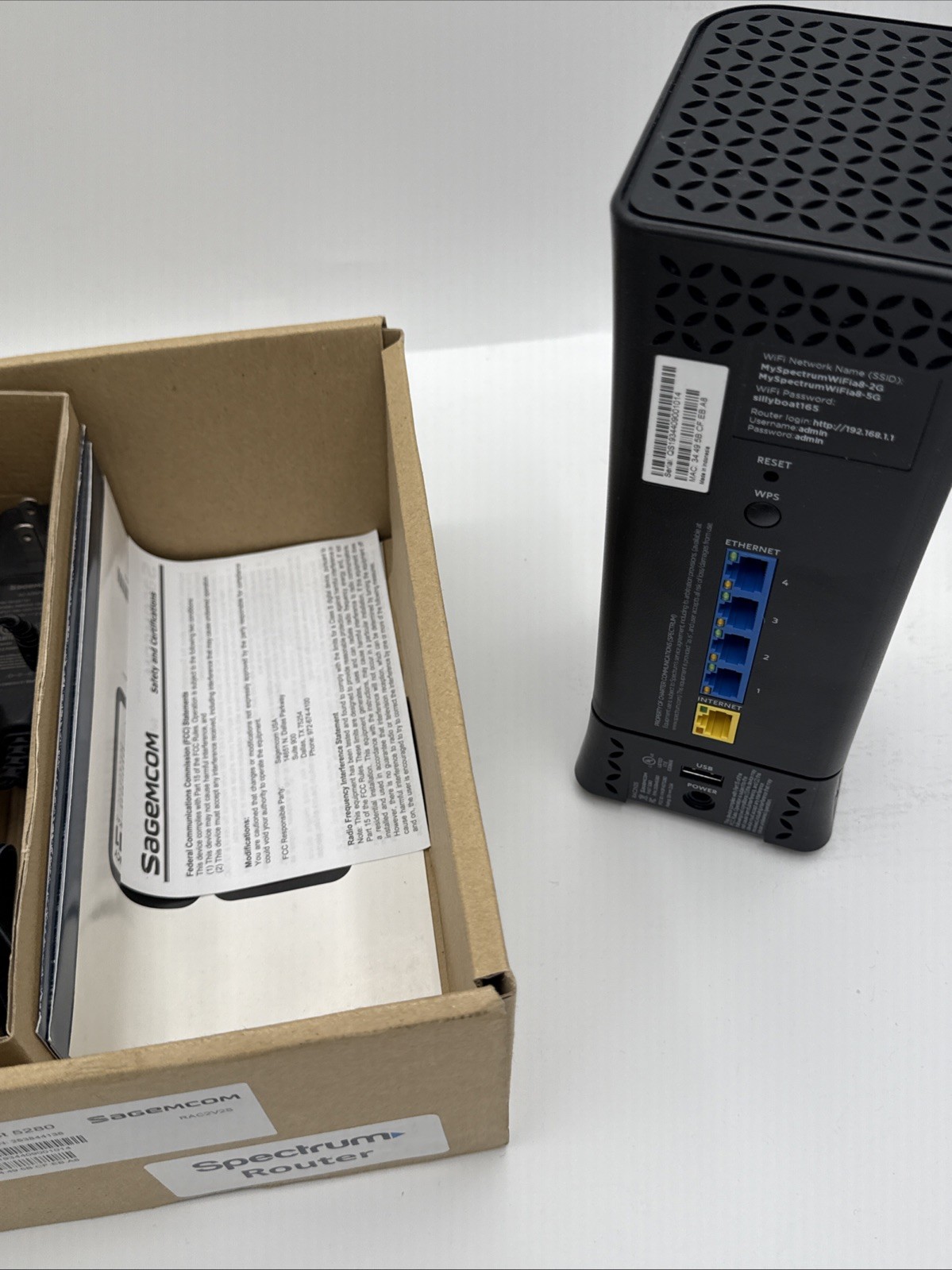 Spectrum Sagemcom Fast 5280 Wireless Router Wave 2 Home WiFi Rac2v1s 253703944