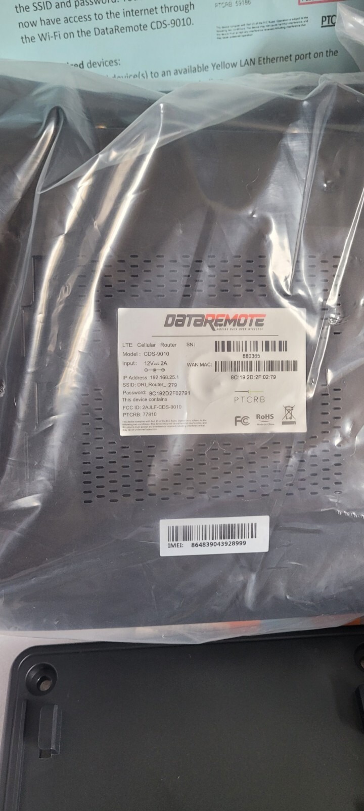 DataRemote CDS-9010 Cellular LTE Data Over Wireless Wifi Router ATT