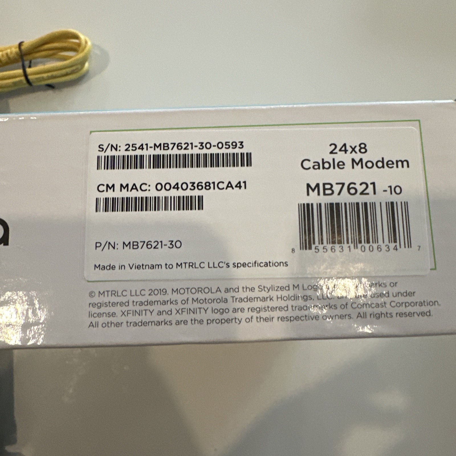 Motorola MB7621-30-0593 Mbps Modem