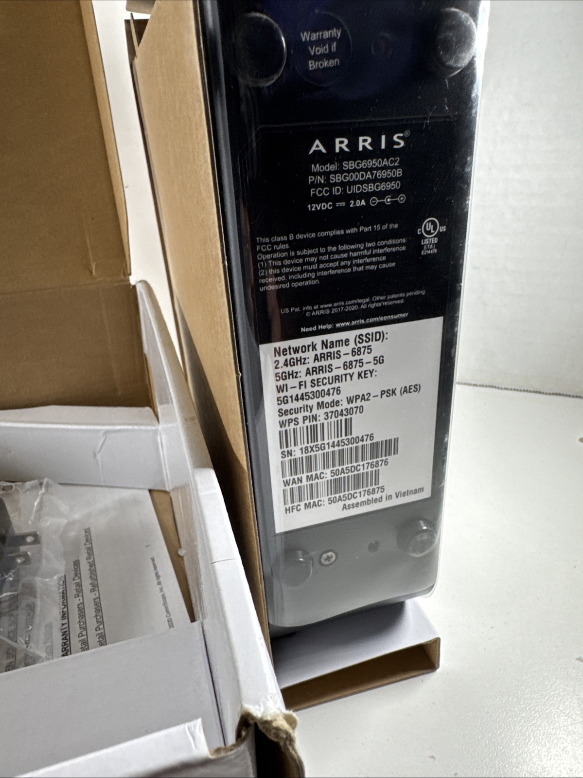 OPEN BOX ARRIS Surfboard SBG6950AC2 DOCSIS 3.0 Cable Modem /Wi-Fi Router READ!