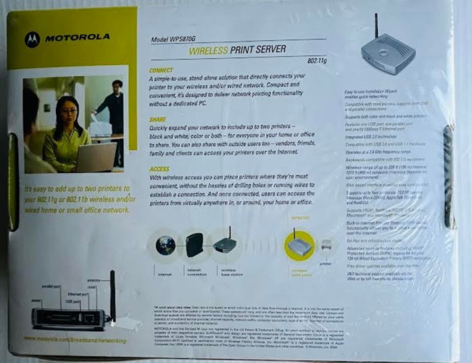 Motorola 513567-001 802.11G Wireless Print Server USB 2.0 Adapter NEW
