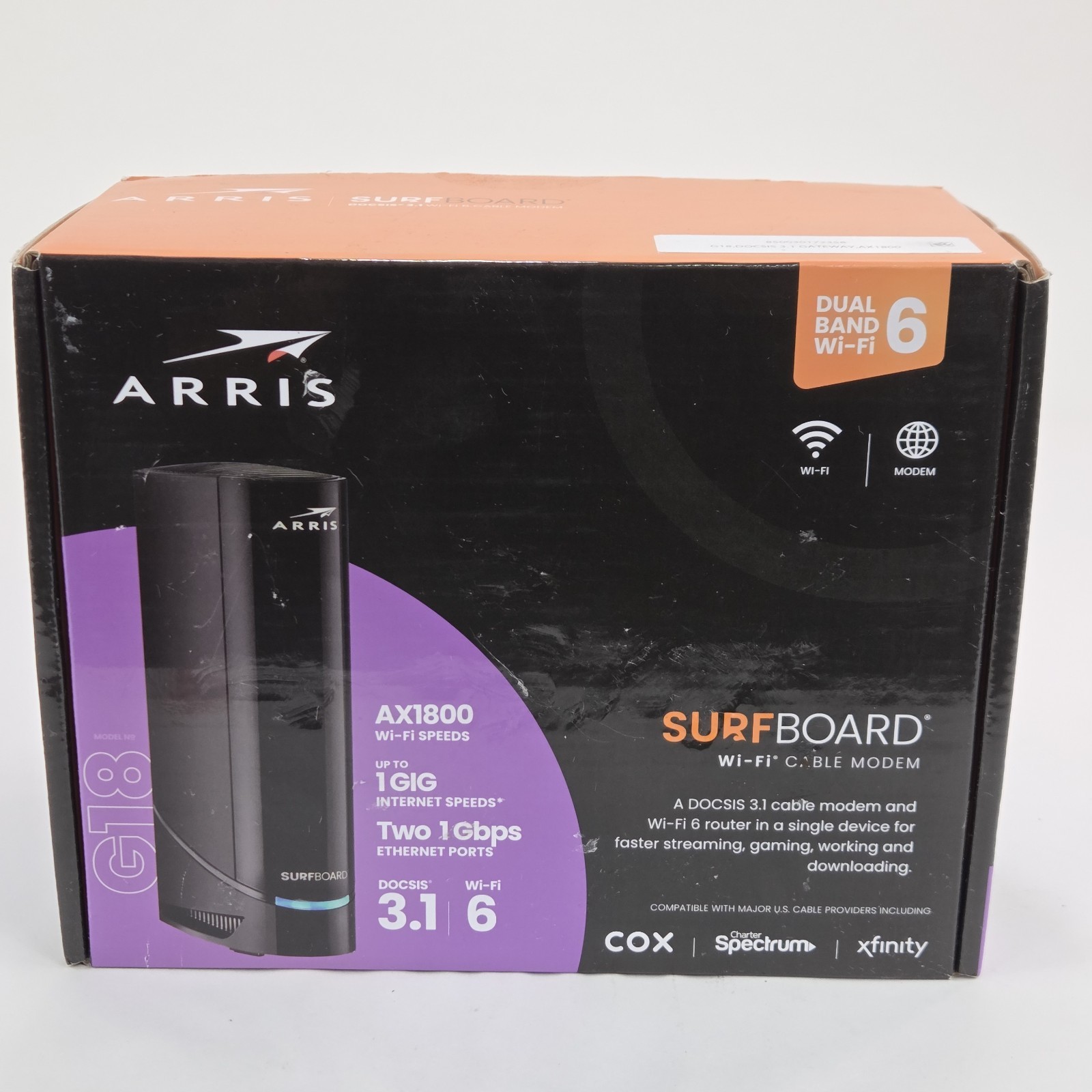 Arris G18 AX1800 Surfboard Dual Band WiFi-6 & DOCSIS 3.1 Cable Modem