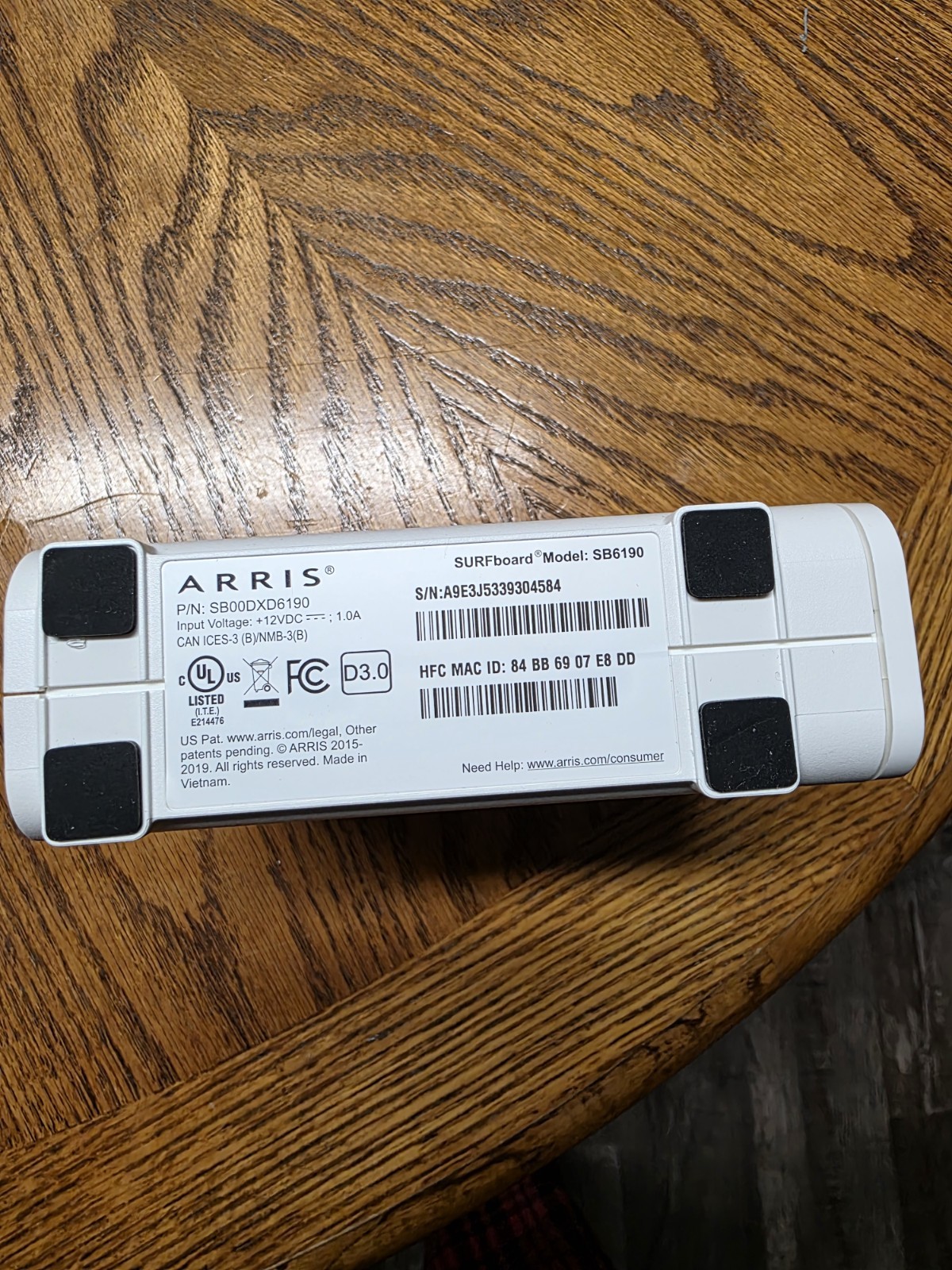 ARRIS SURFboard SB6190 DOCSIS 3.0 Cable Modem, Ethernet & Coaxial Ports, White