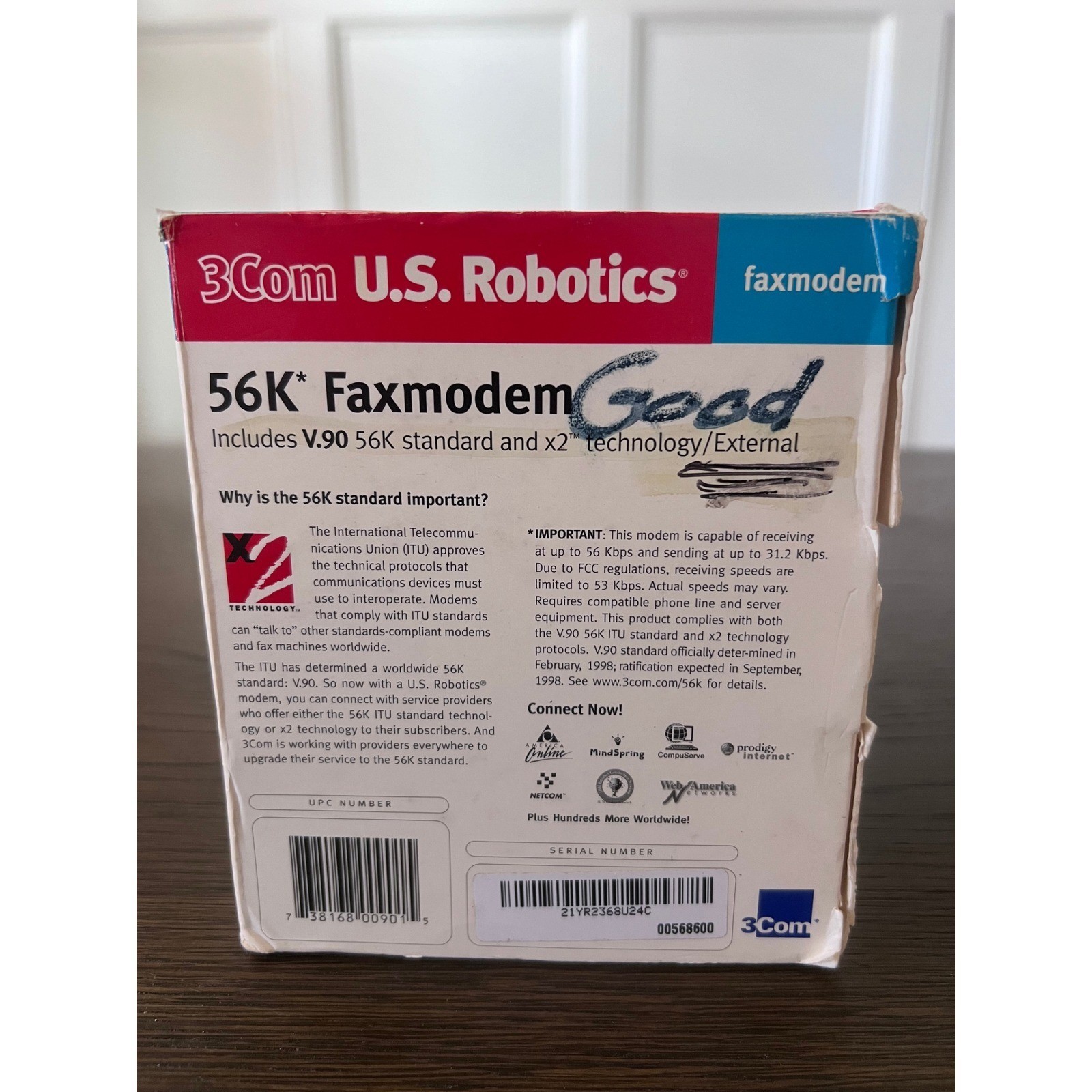 3Com US Robotics 56K Faxmodem External Model 5686 V90 x2 Technology