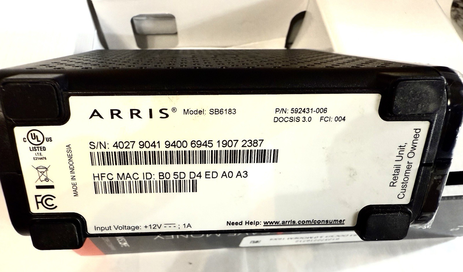 Arris Surfboard SB6183 Cable Modem 686 mbps 16×4 Docsis 3.0 New open box Xfinity